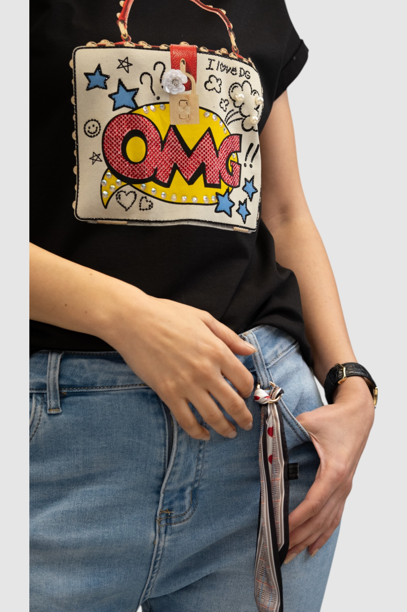 Ženska crna majica kratki rukav Emerie