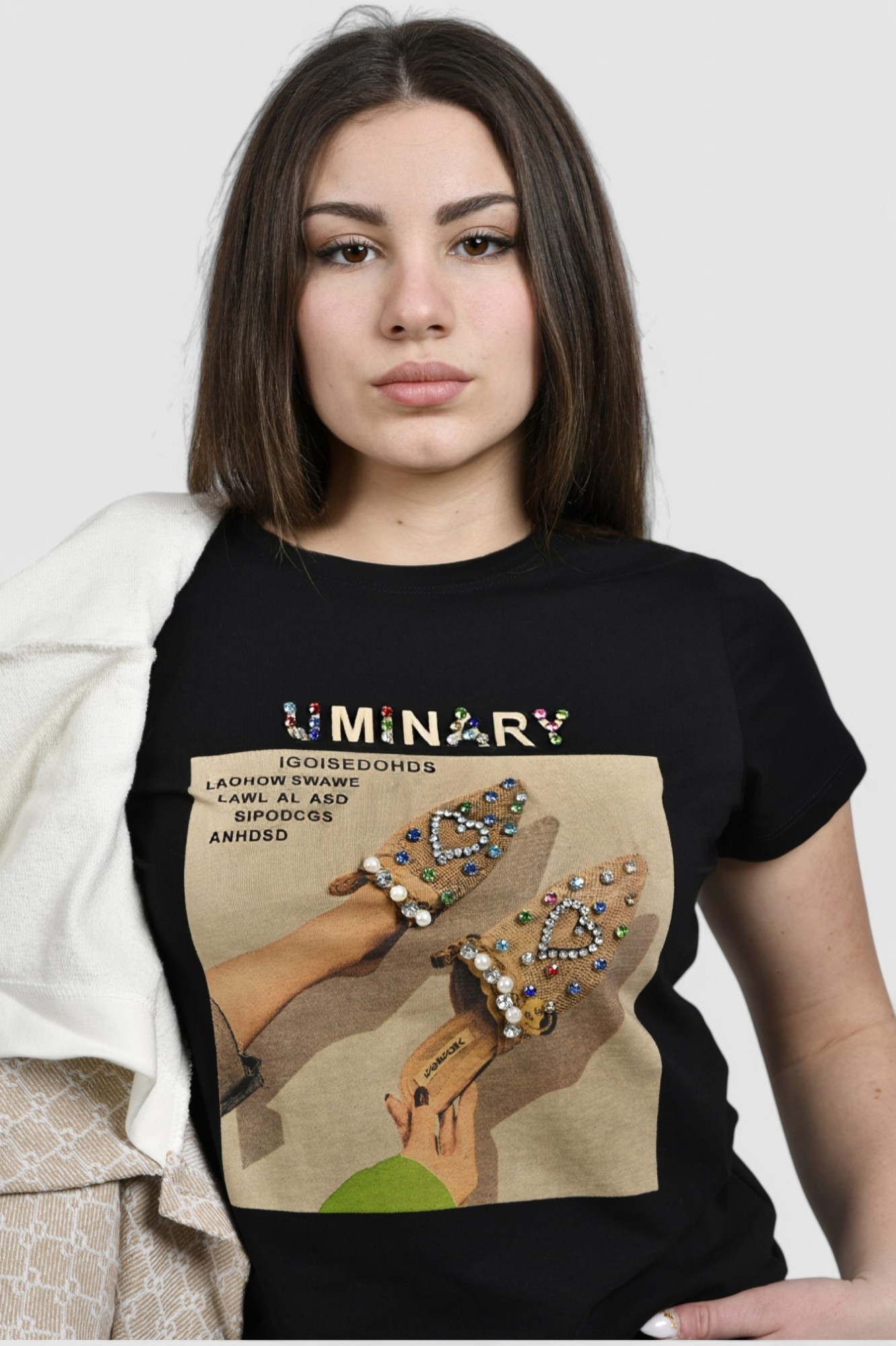 Ženska crna majica kratki rukav Arabell