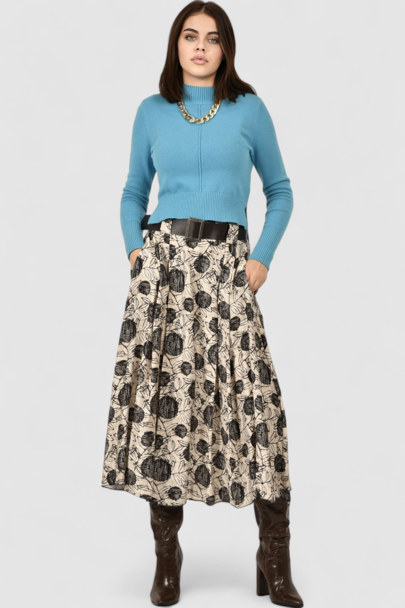 Ženska smeđa midi suknja Briella