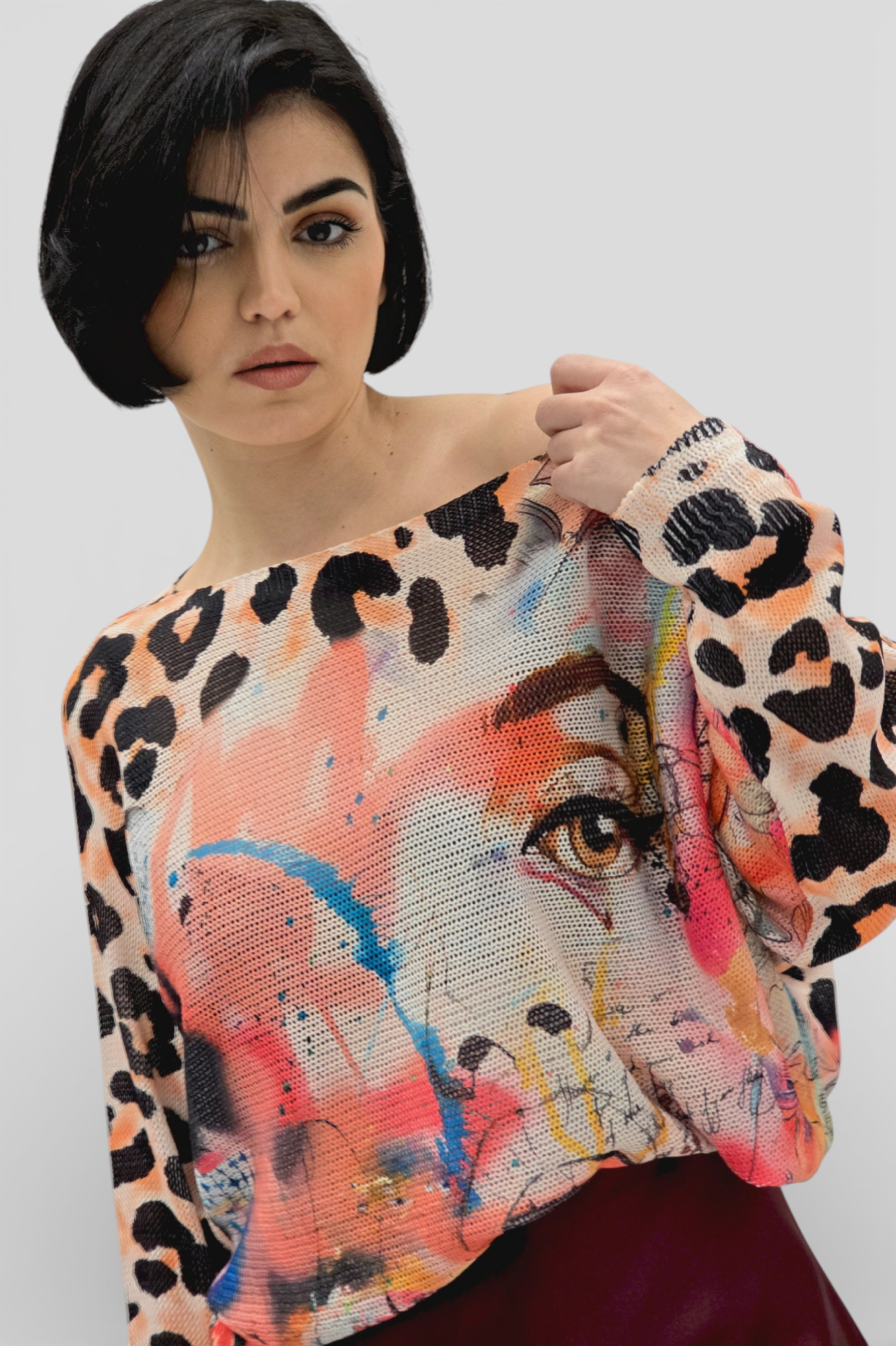 Ženska končana majica dugih rukava Faye sa printom oka