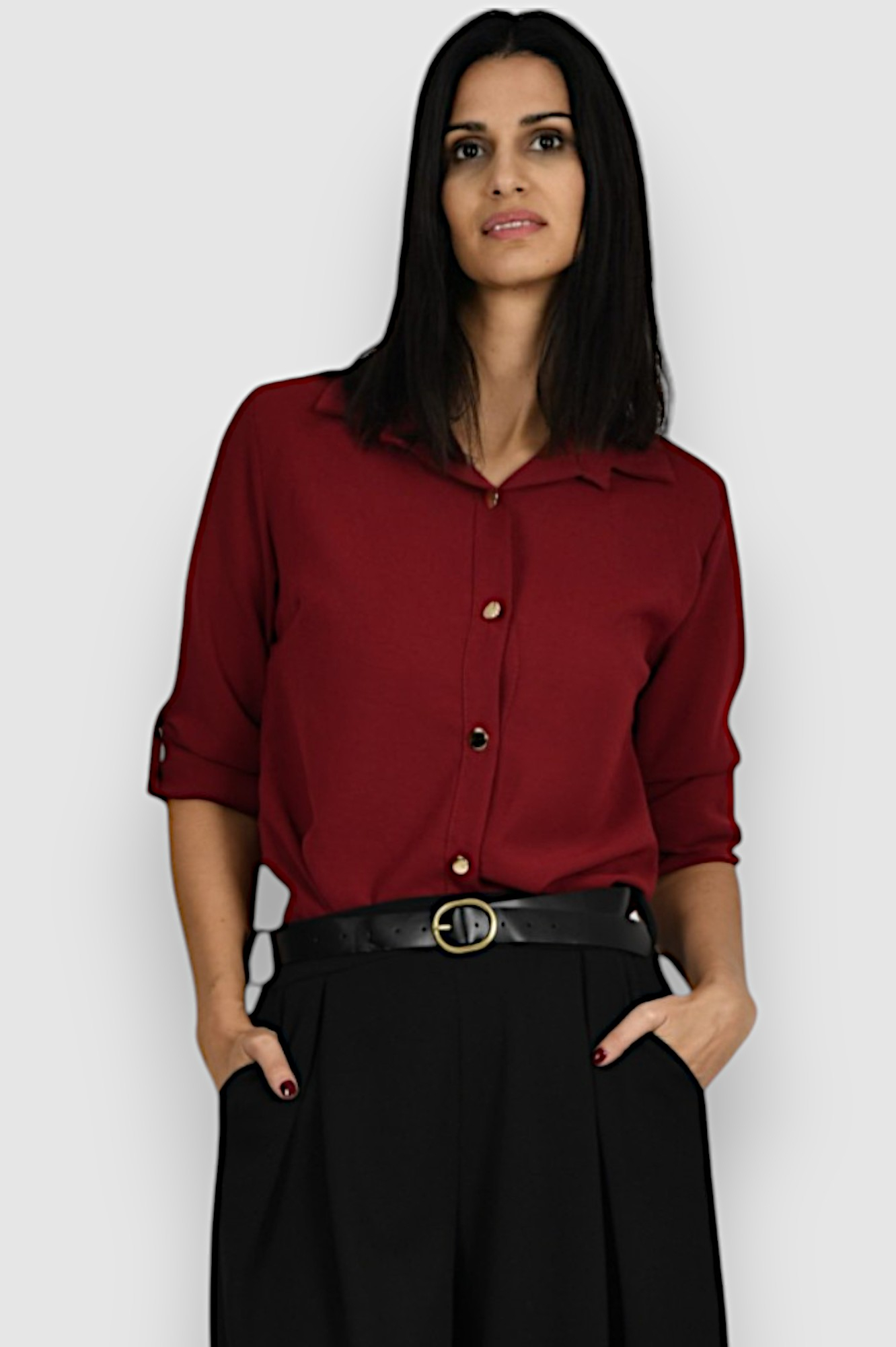 Ženska tamno crvena elegantna košulja Blakely