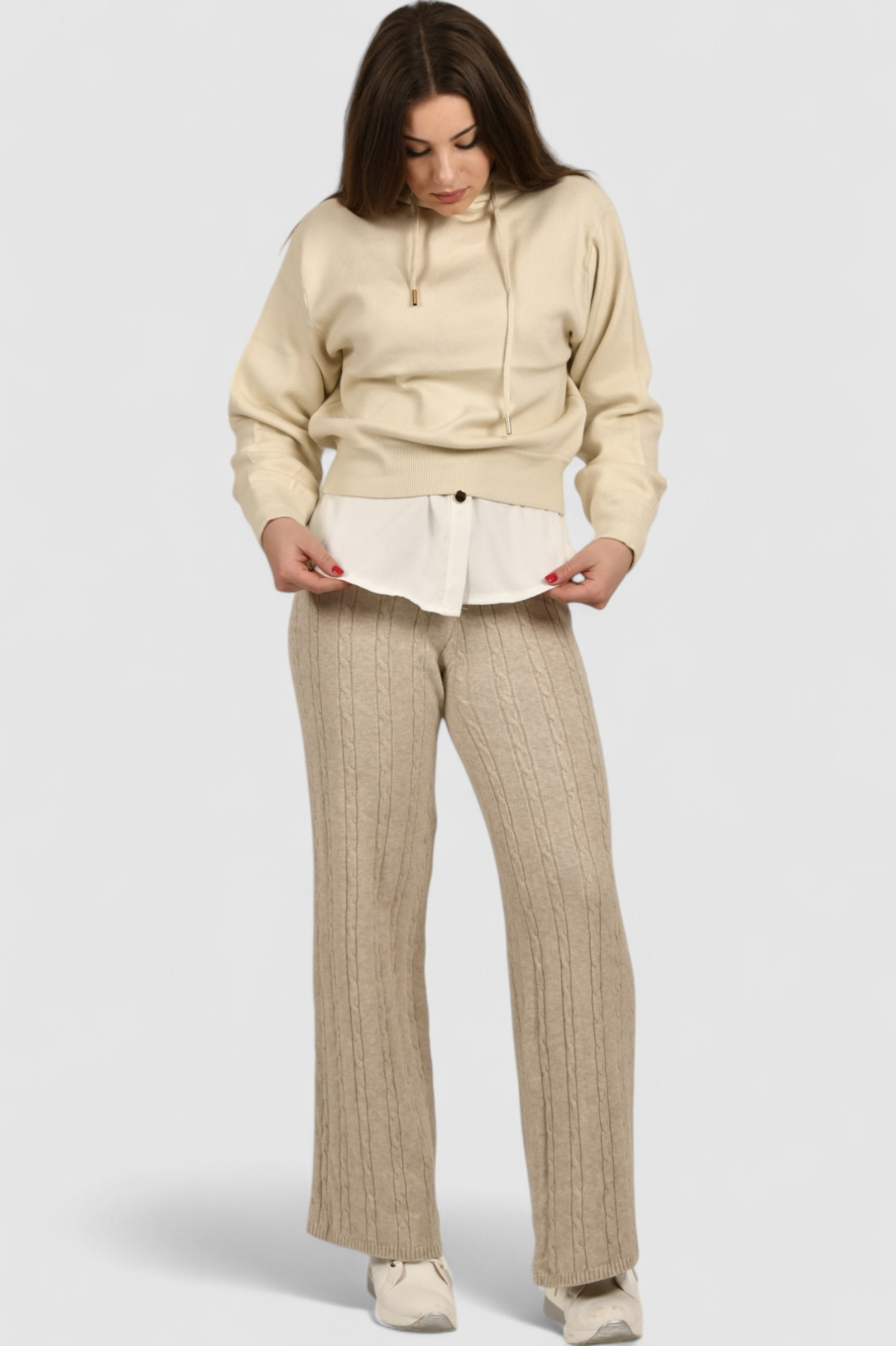 Ženska bež hoodica sa kapuljačom Noelia