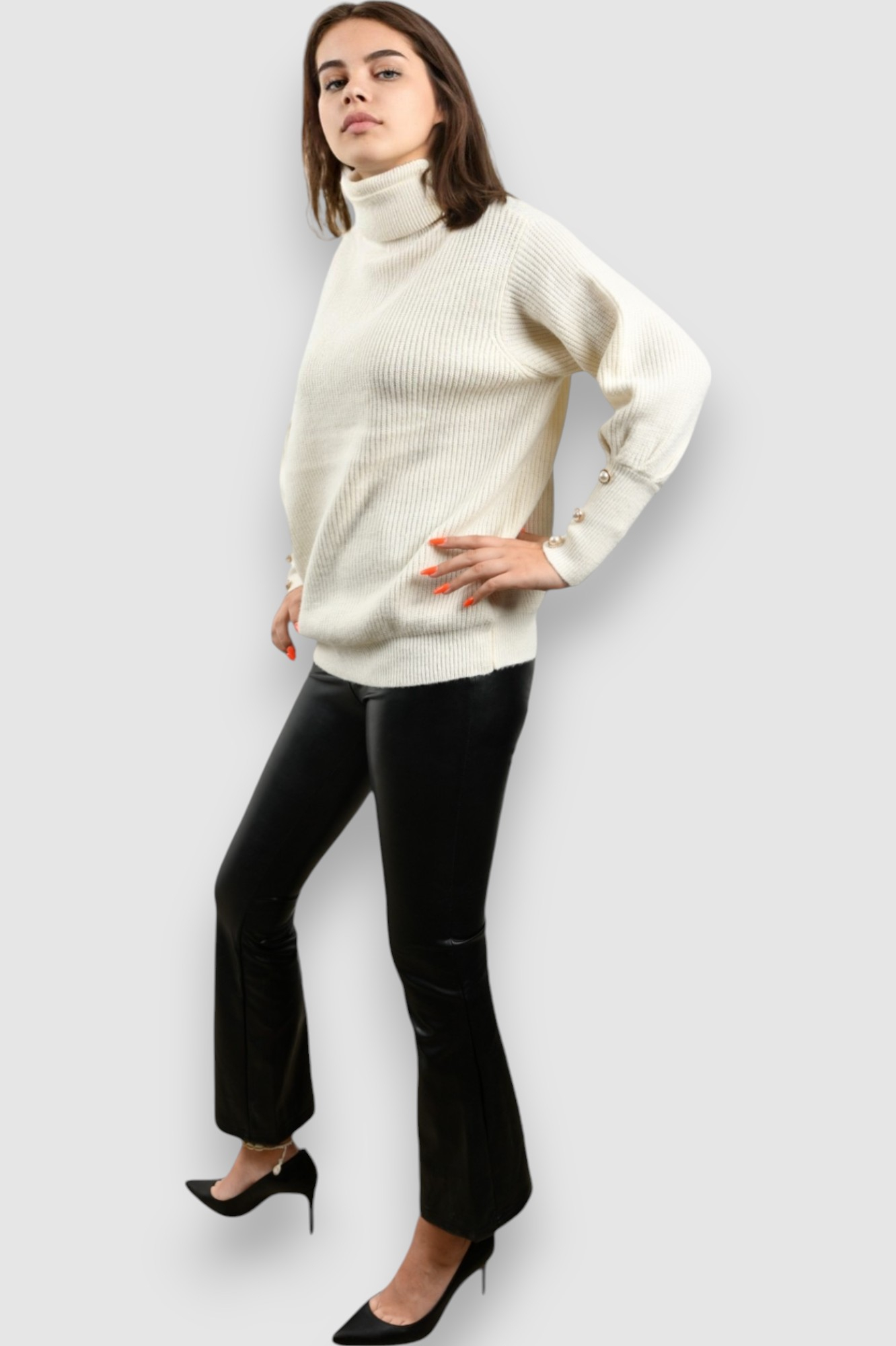 Ženski bijeli topliji džemper Horizon