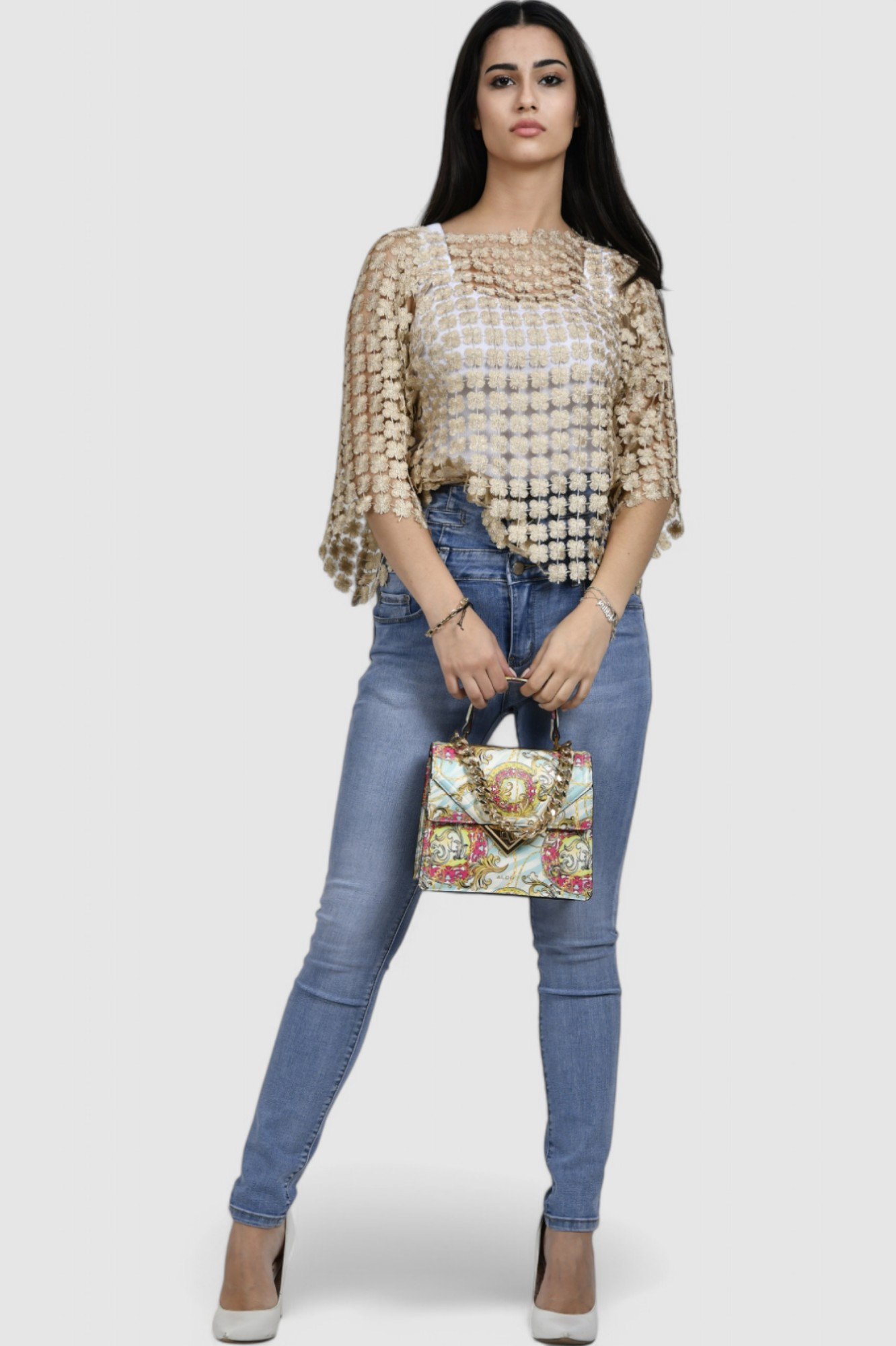 Ženski zlatni party top Elodiie