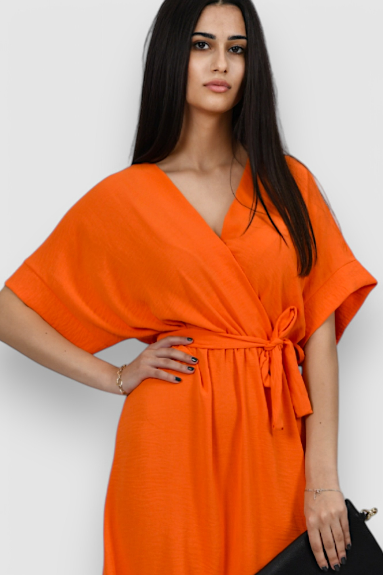 Ženska narančasta elegantna midi haljina Maisie
