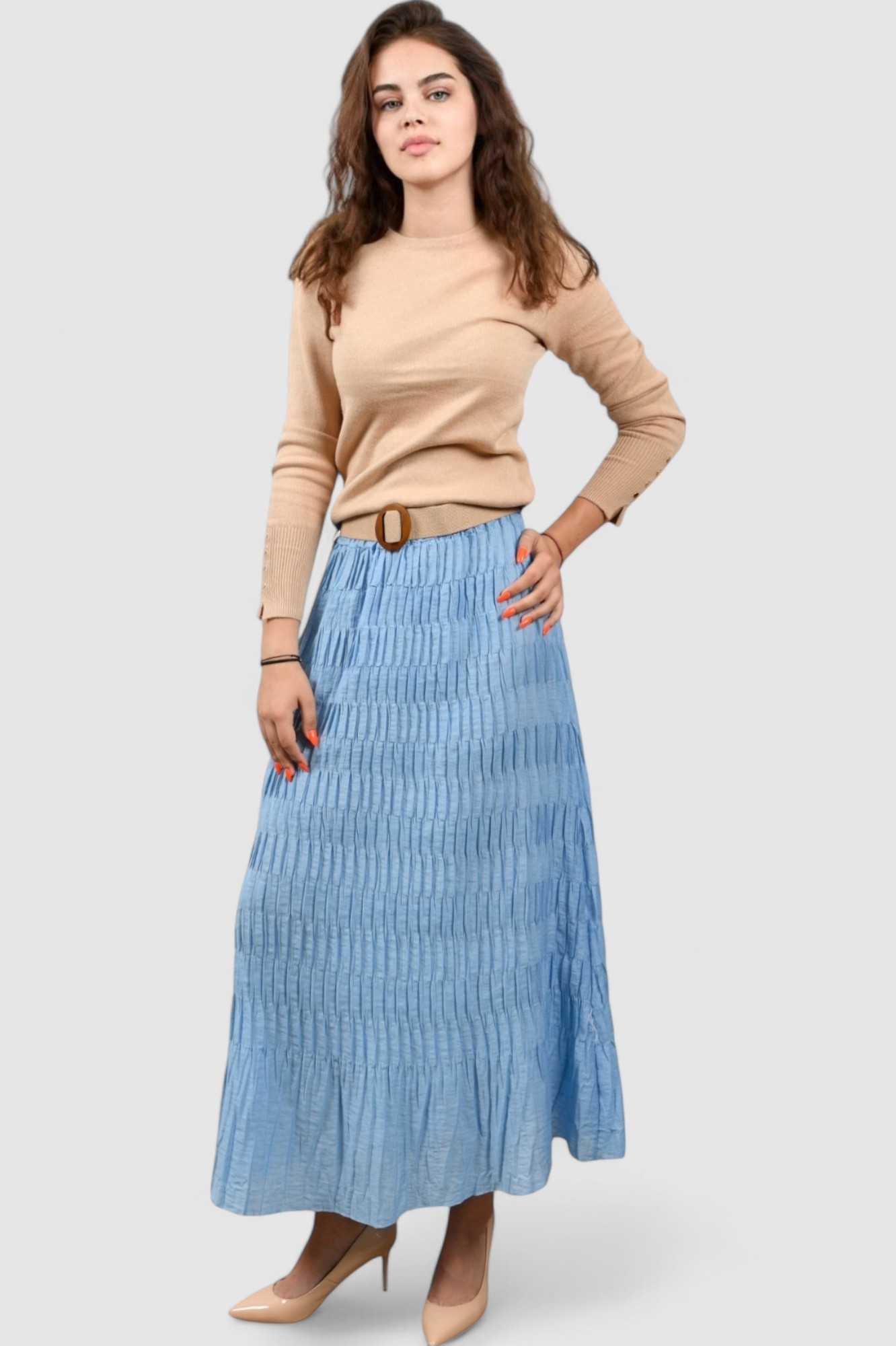 Ženska plava plisirana suknja Briell