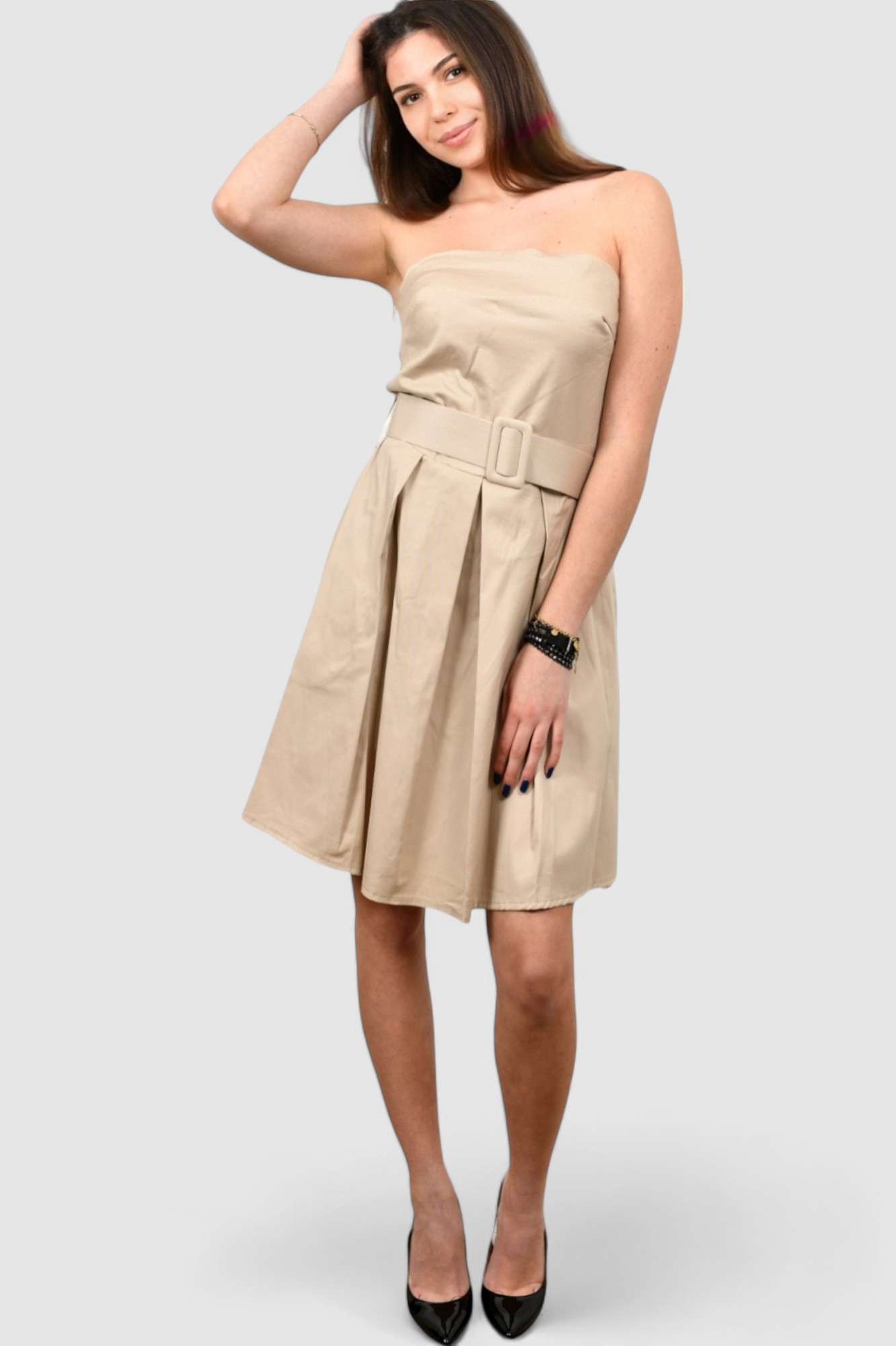 Ženska bež koktel haljina Daniela