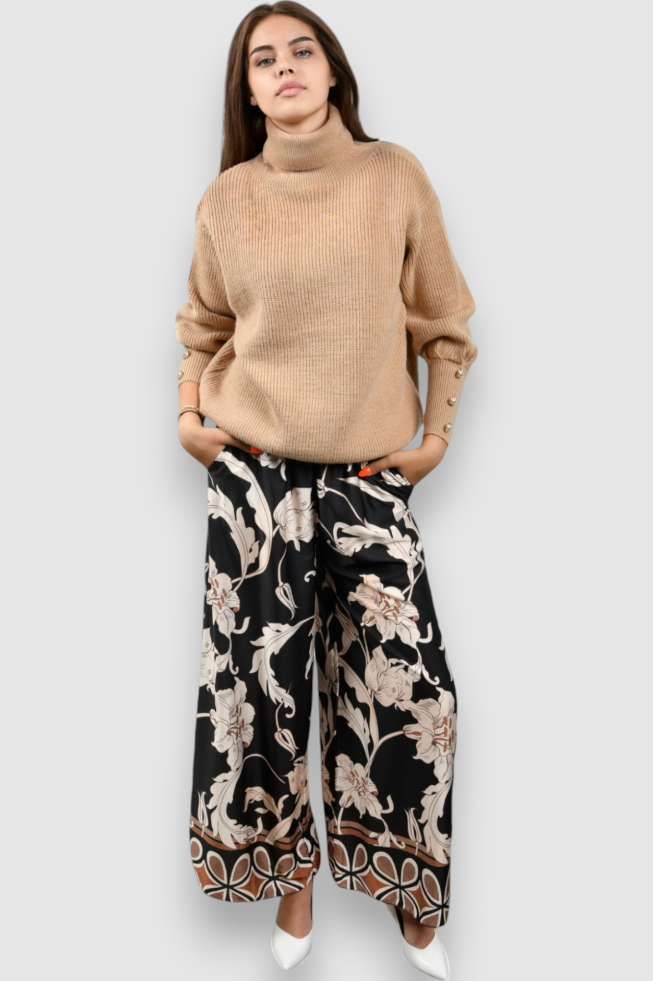 Ženski smeđi topliji džemper Horizon