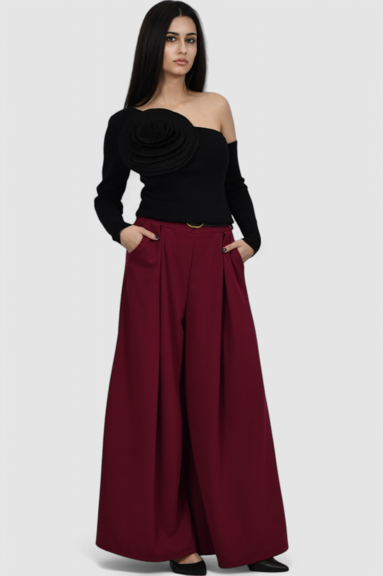 Ženska crna majica dugih rukav Elena