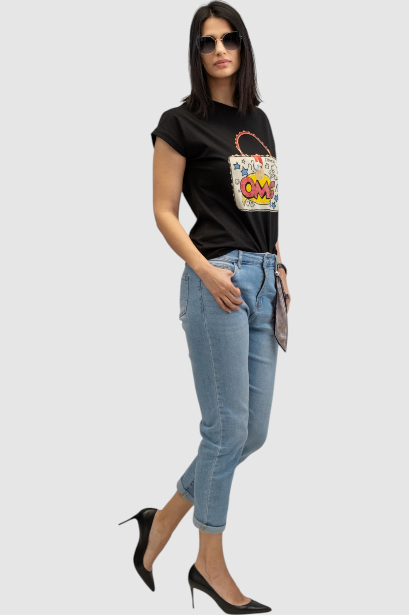 Ženska crna majica kratki rukav Emerie