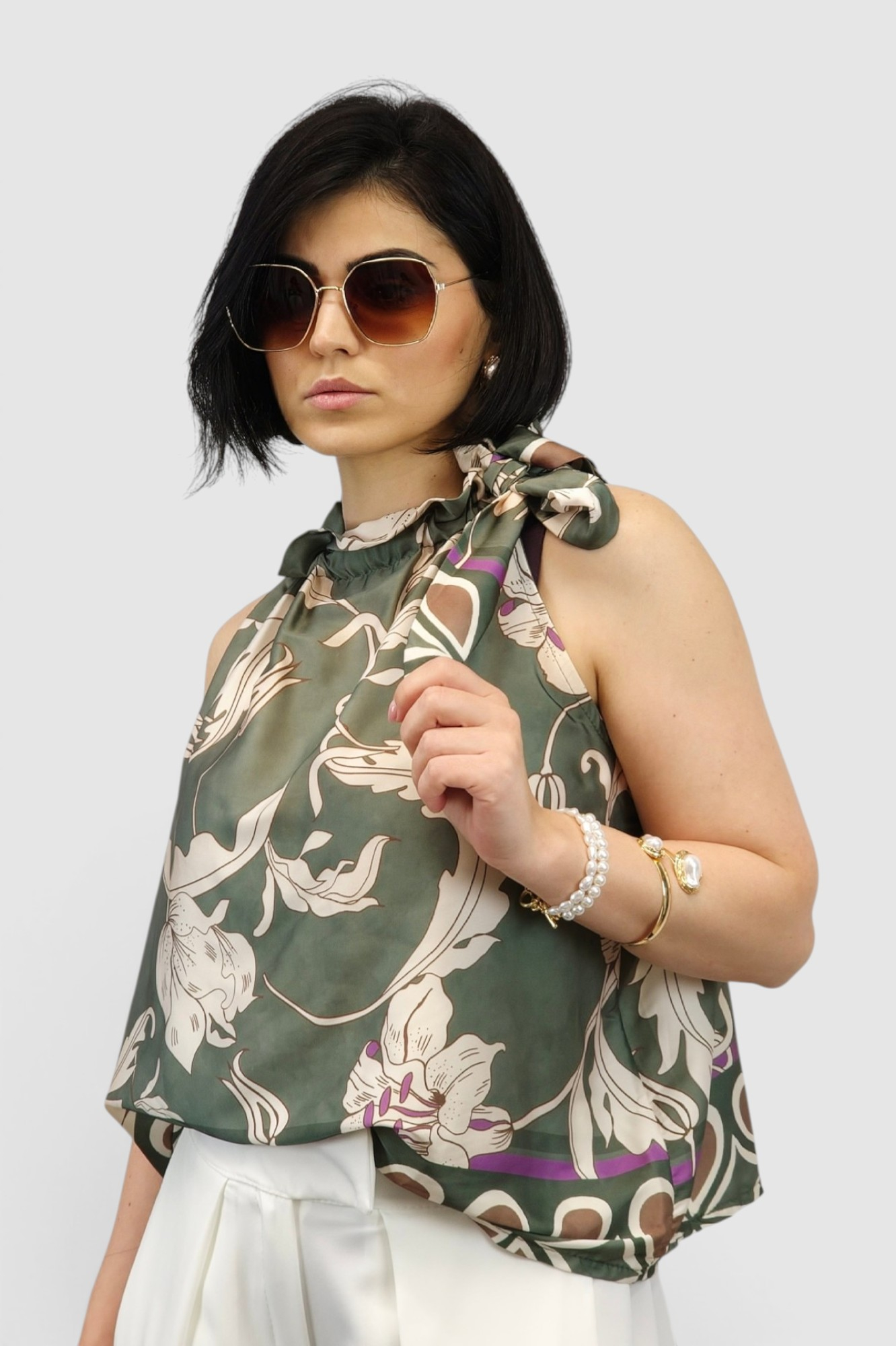 Ženska zelena elegantna bluza Camellia