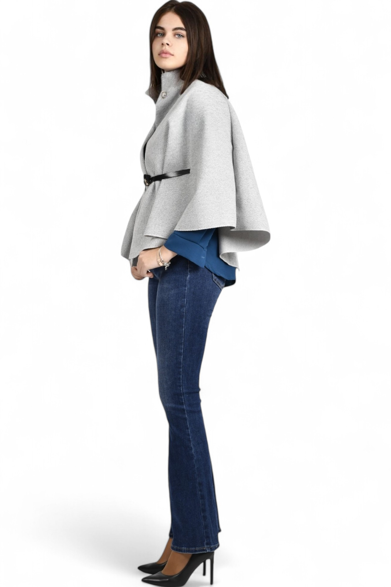 Ženski sivi poncho Francesca