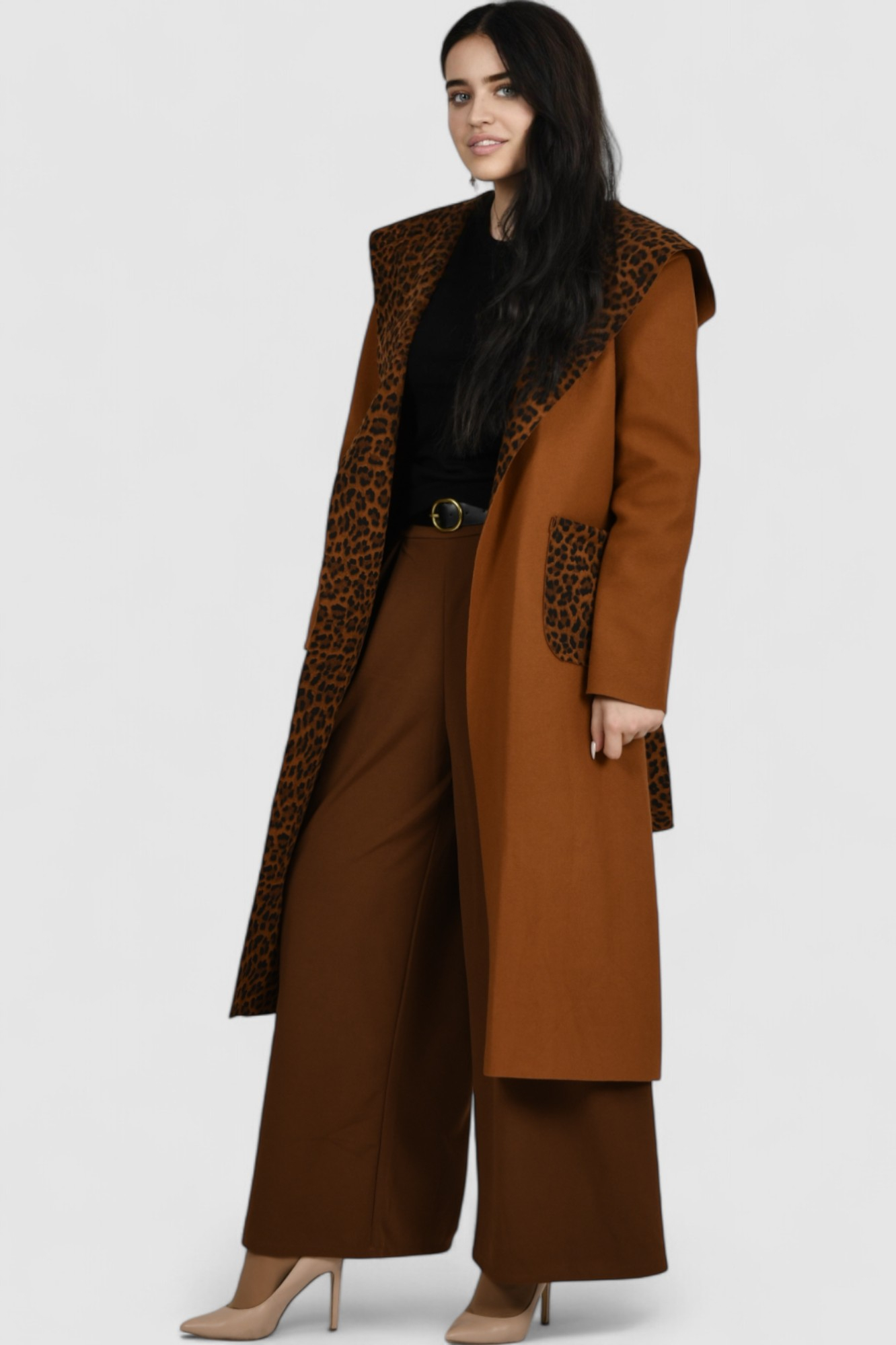 Ženski dugi kaput Paris Marron