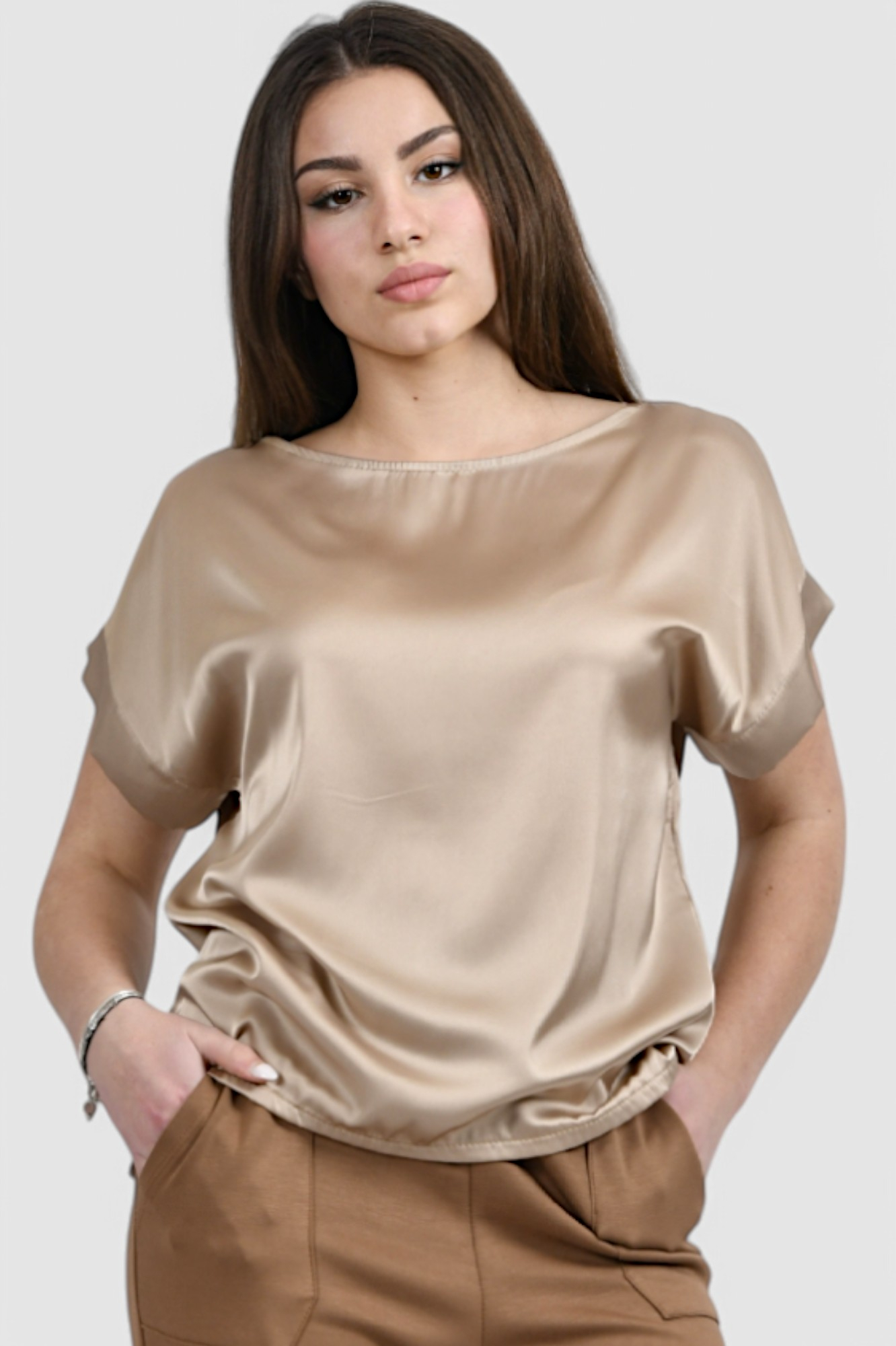 Ženska bež elegantna bluza Adeline