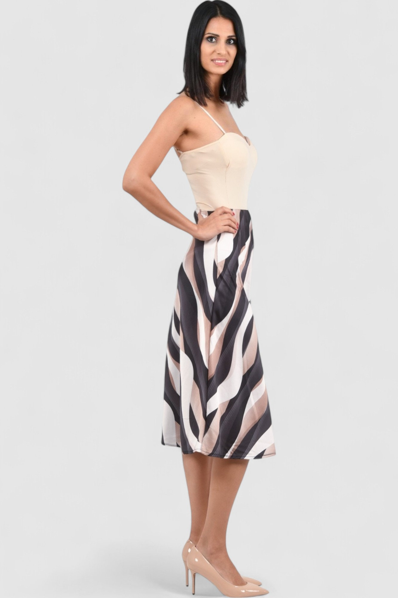 Ženska smeđa midi suknja Amayena