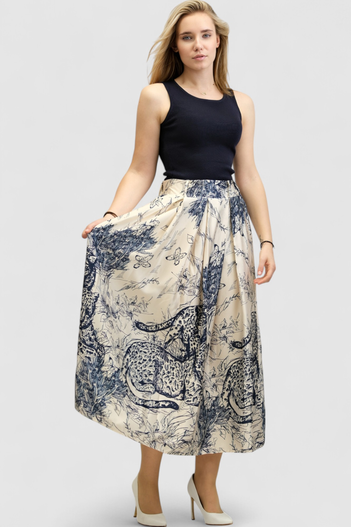 Ženska bež maxi suknja Natali