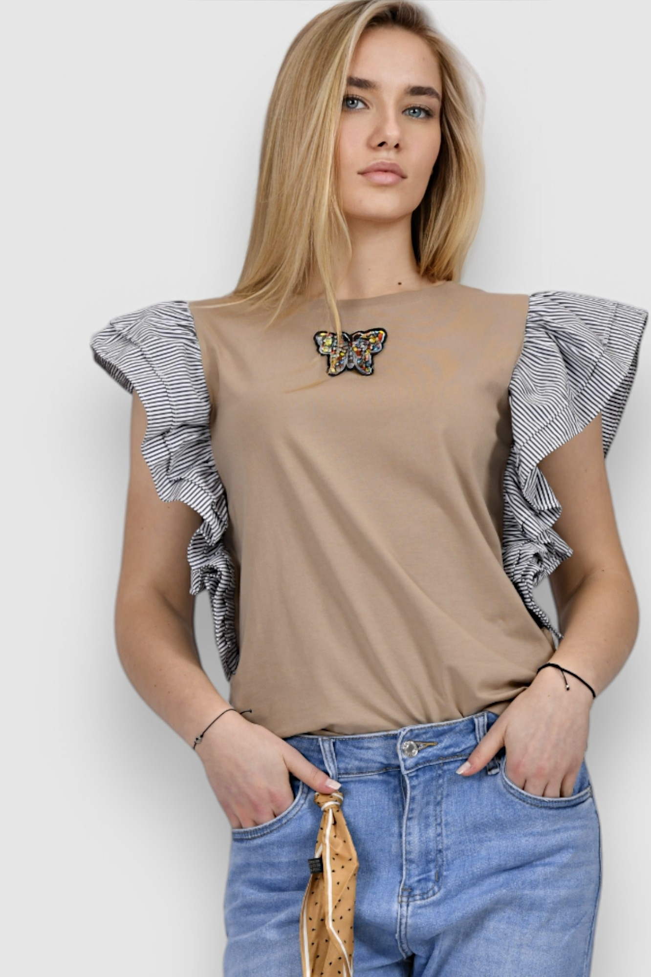Ženska bež majica kratki rukav Noemie