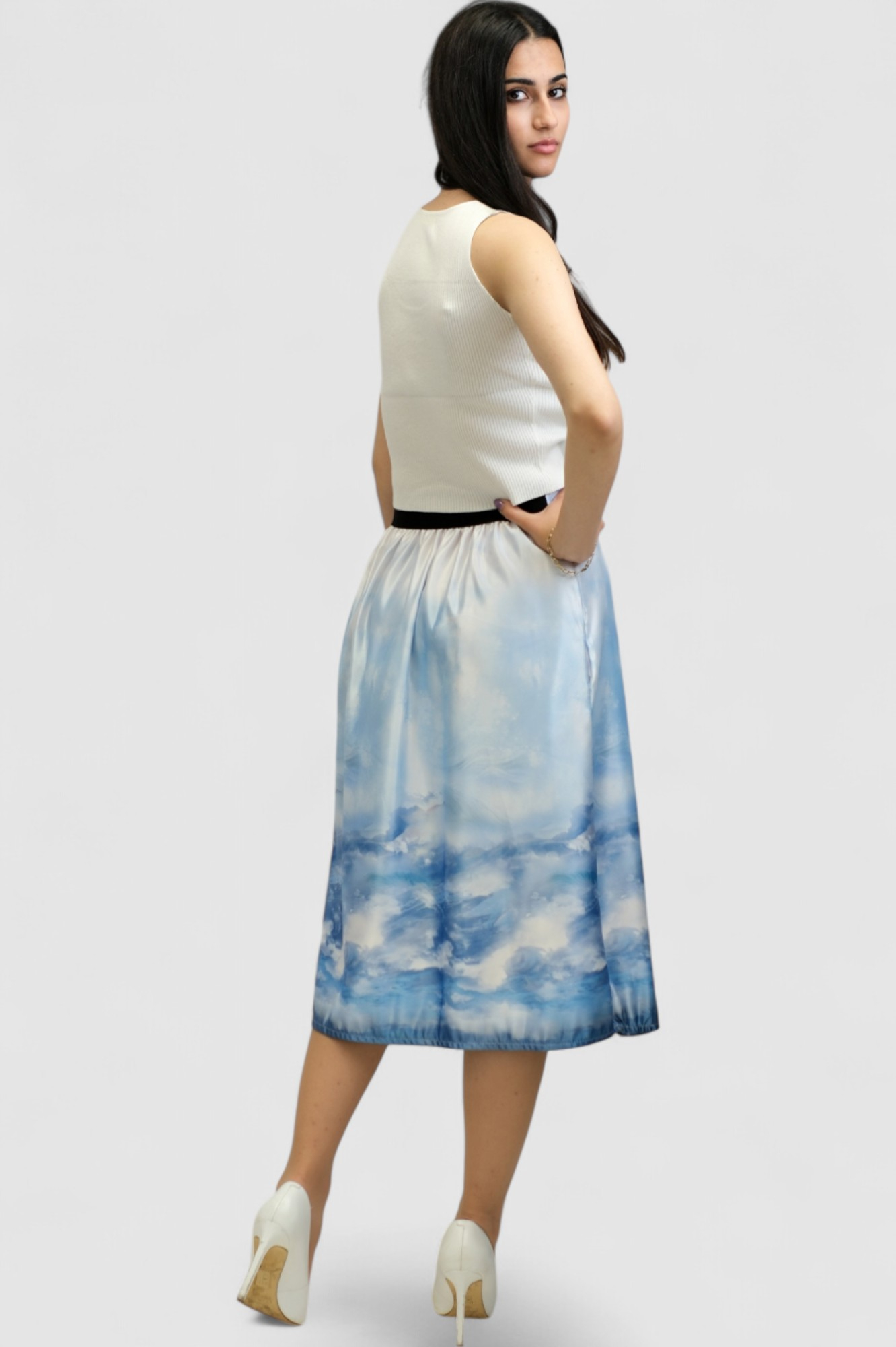 Ženska plava midi suknja Harper