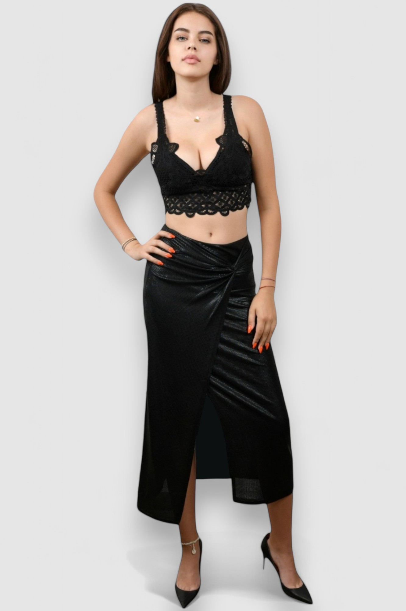 Ženska crna midi suknja Lucille