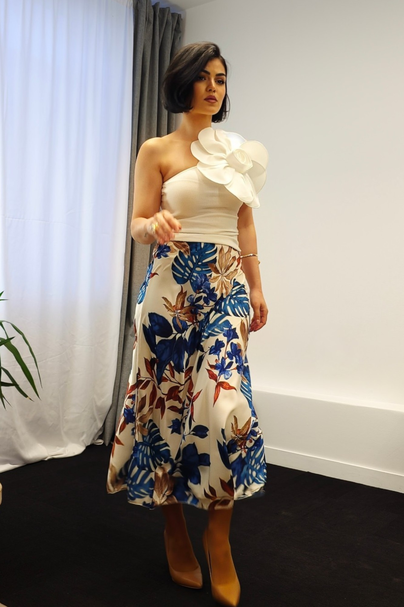 Ženska plava lagana midi suknja Anastasie