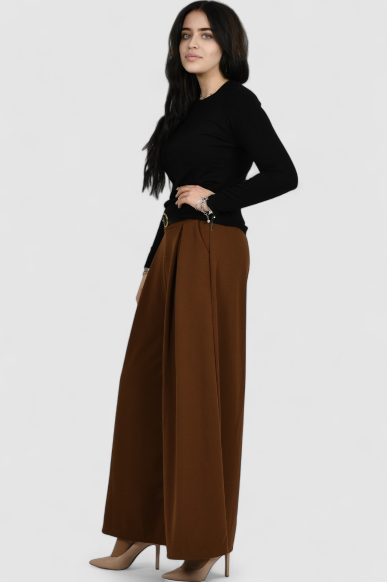 Ženske smeđe modne hlače Issa