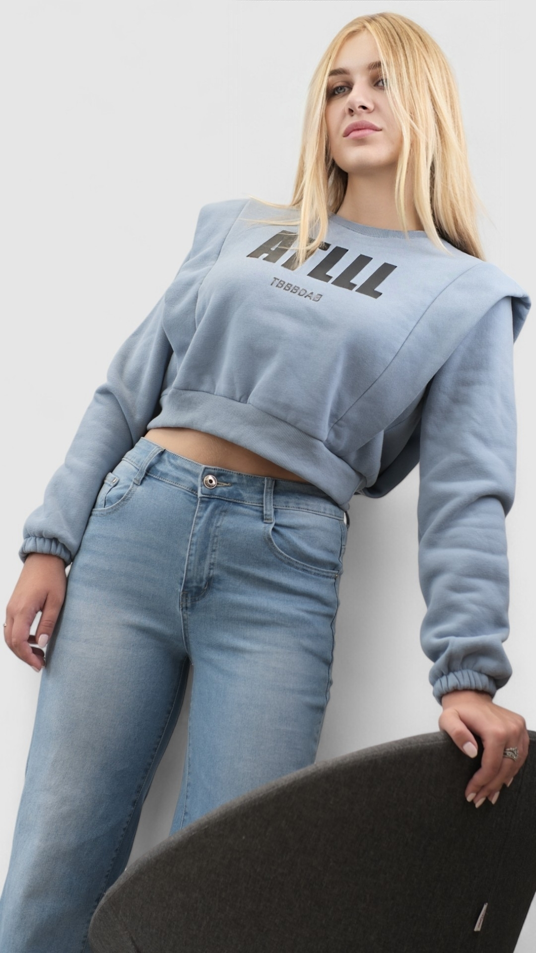 Ženska plava hoodica bez kapuljače Brielle