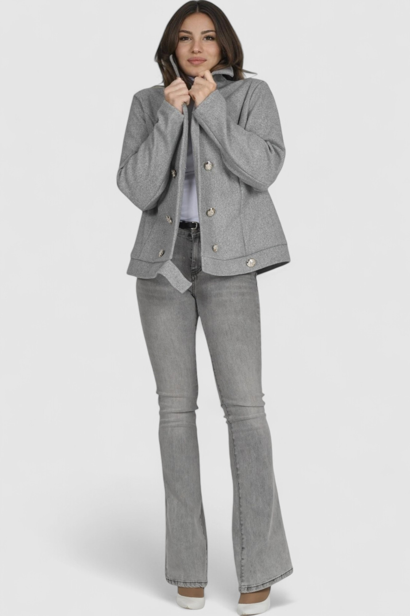 Ženski sivi kratki kaput Billie