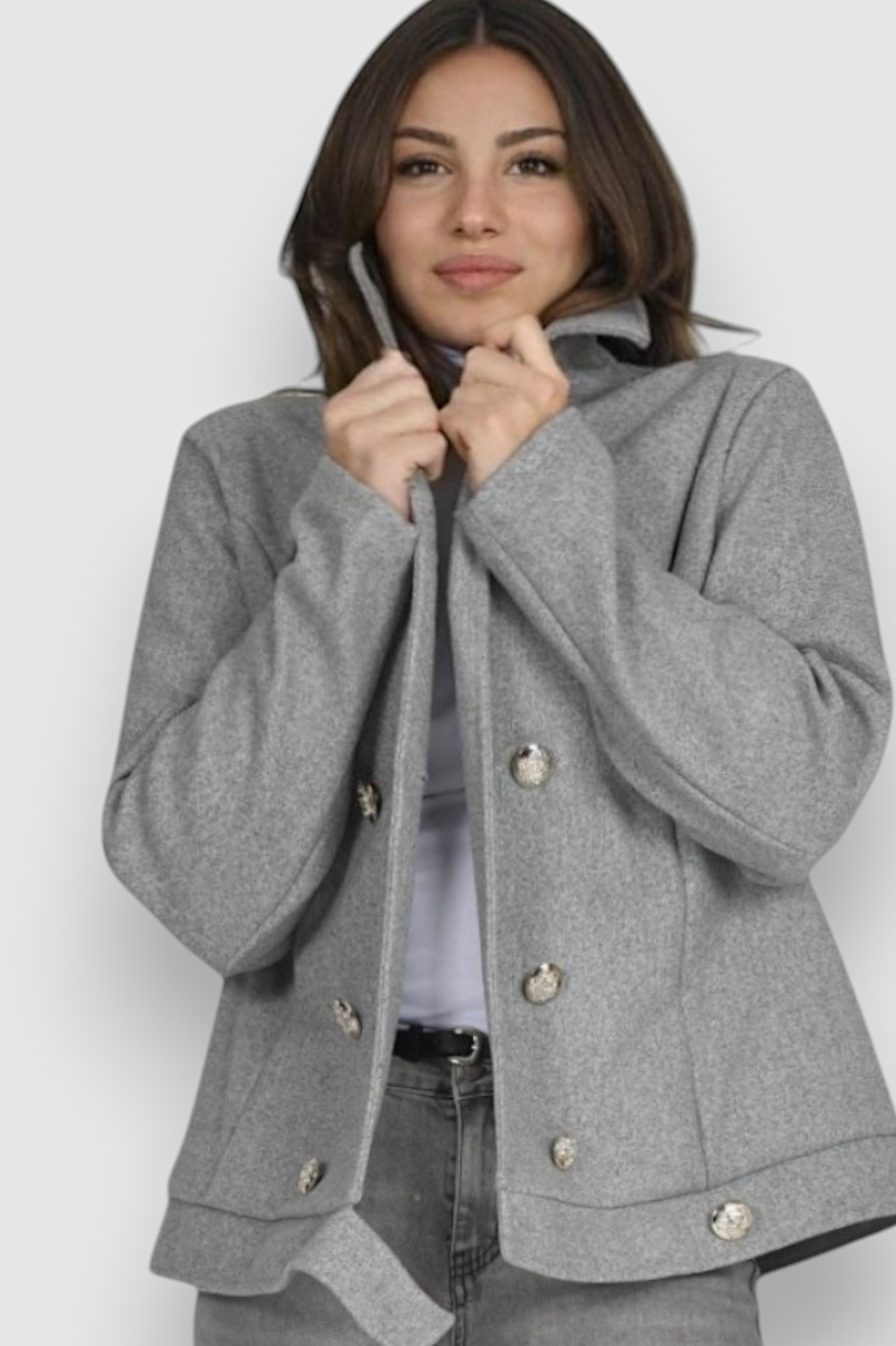 Ženski sivi kratki kaput Billie