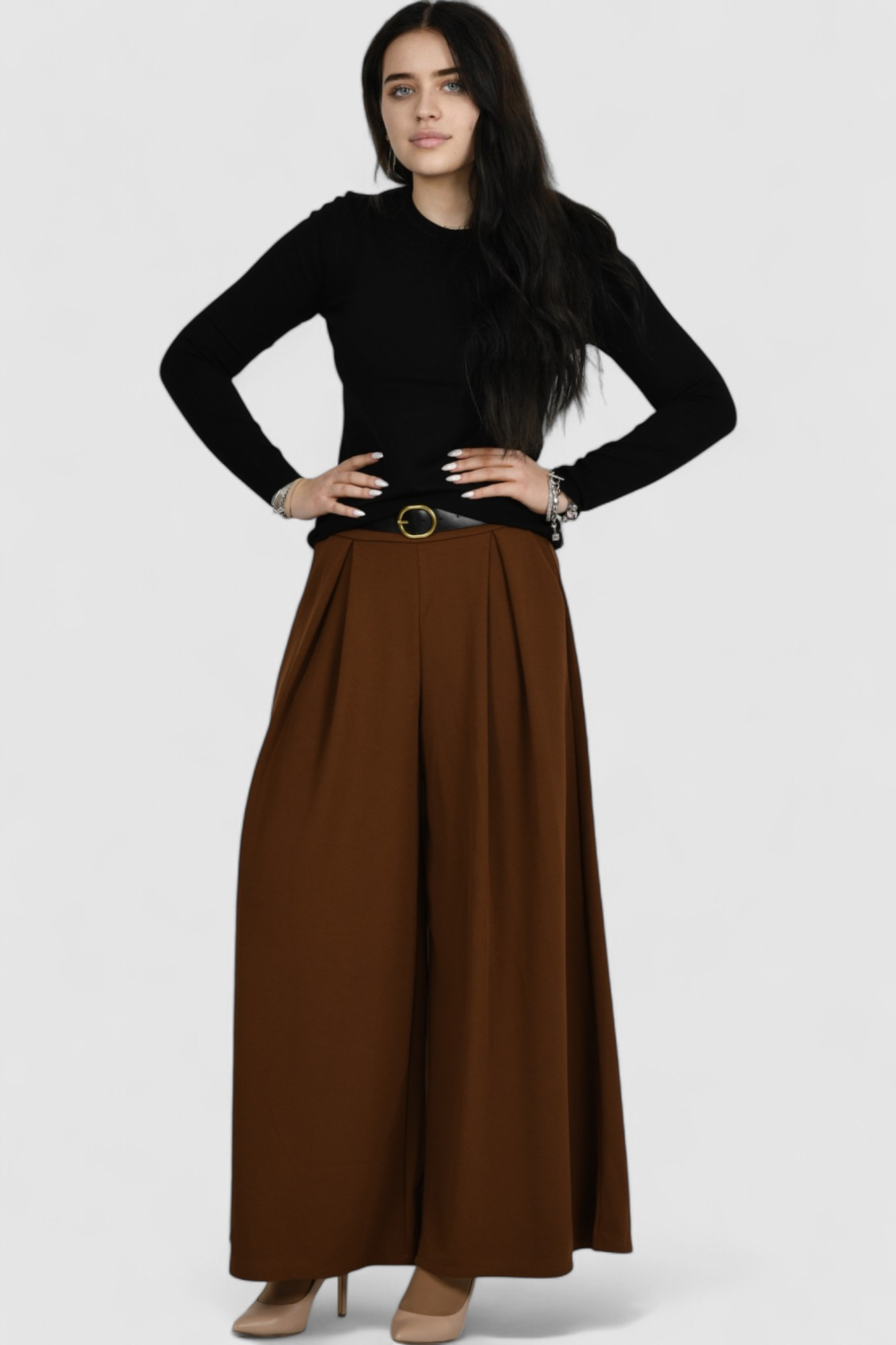 Ženske smeđe modne hlače Issa