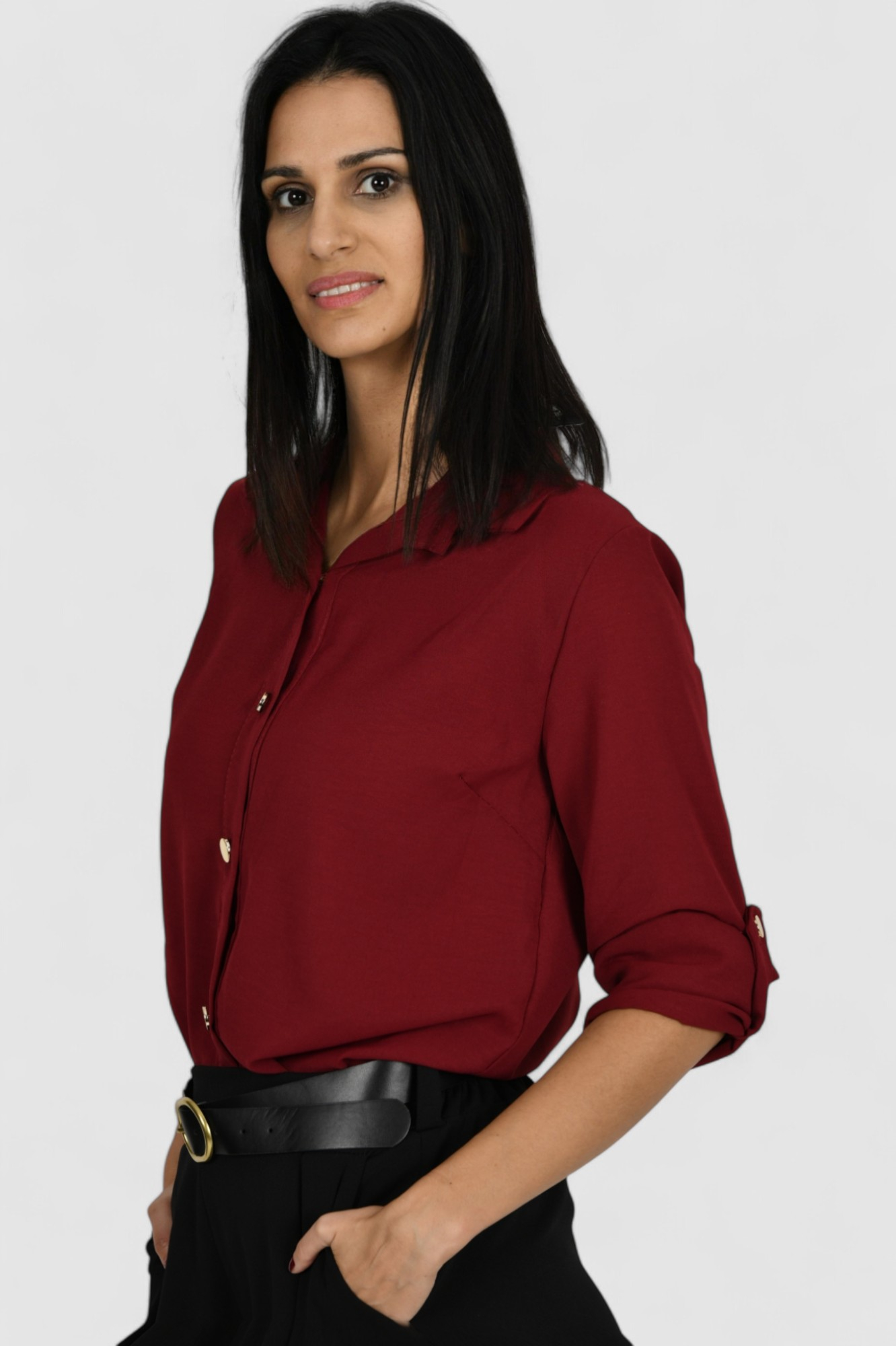 Ženska tamno crvena elegantna košulja Blakely