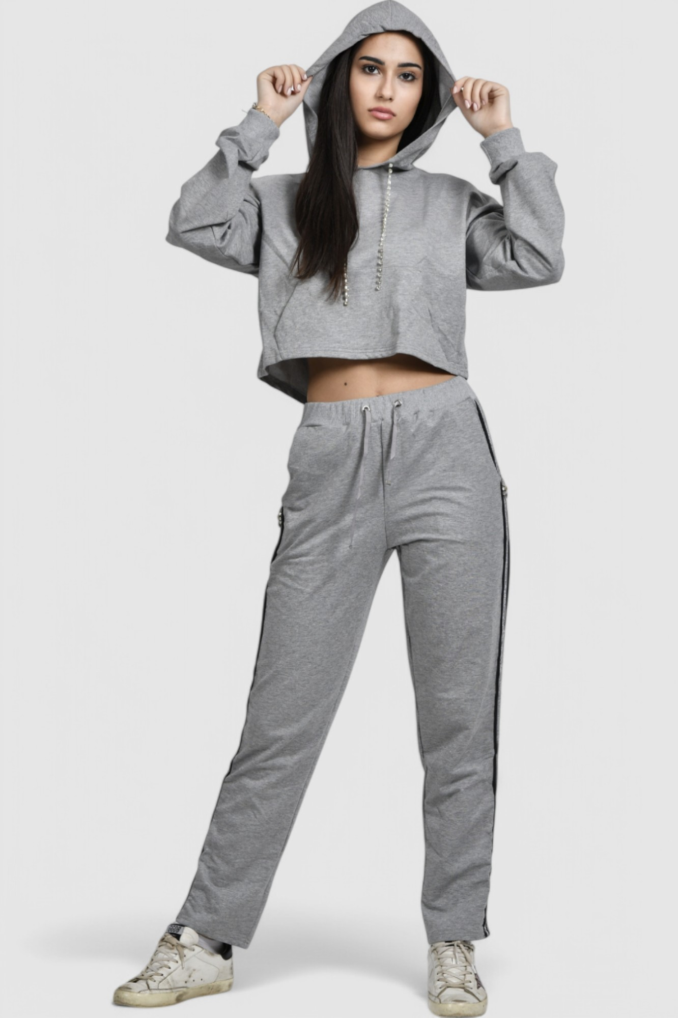 Ženska siva hoodica sa kapuljačom Alteza