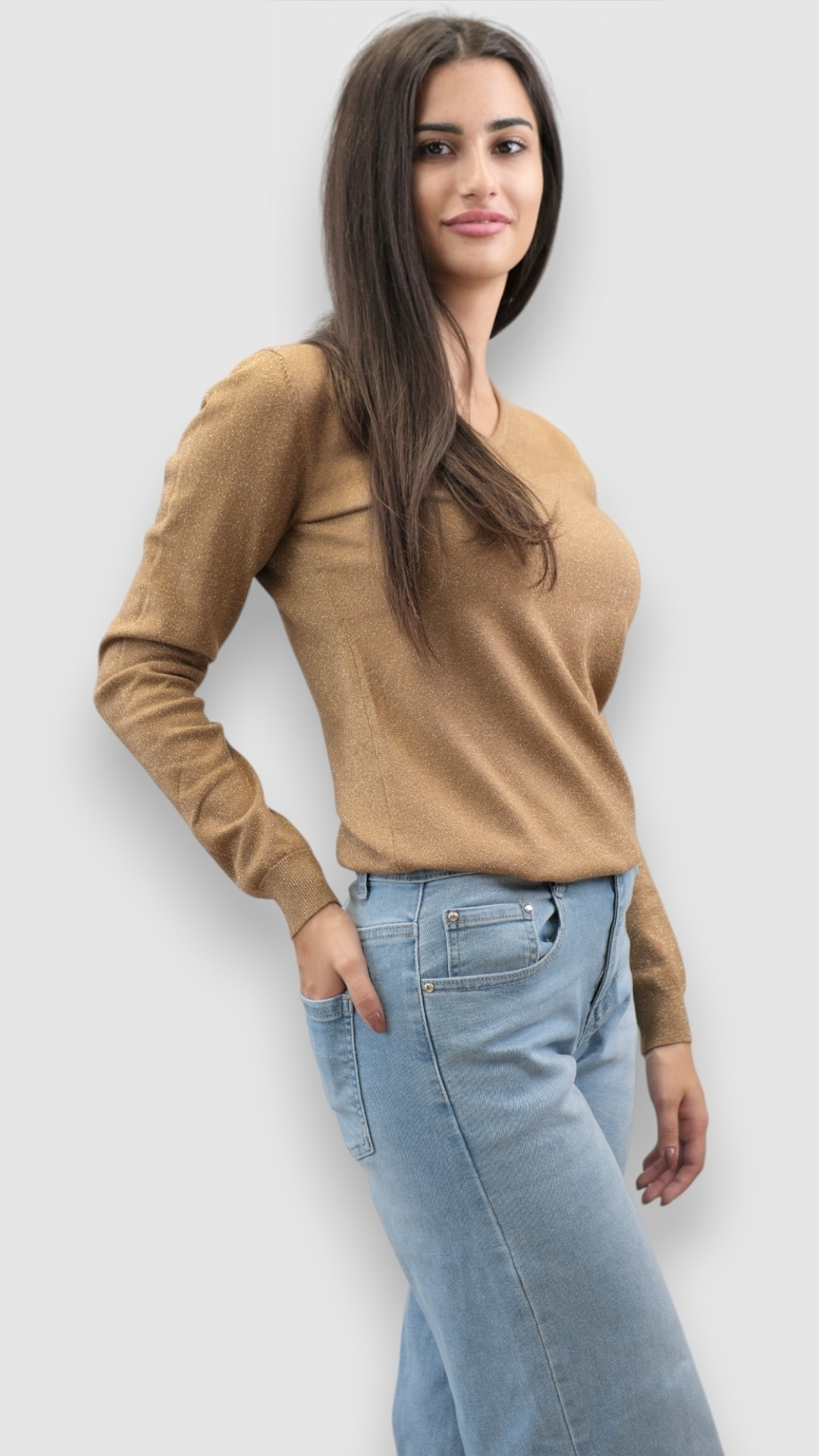 Ženski camel lagani džemper Amalia