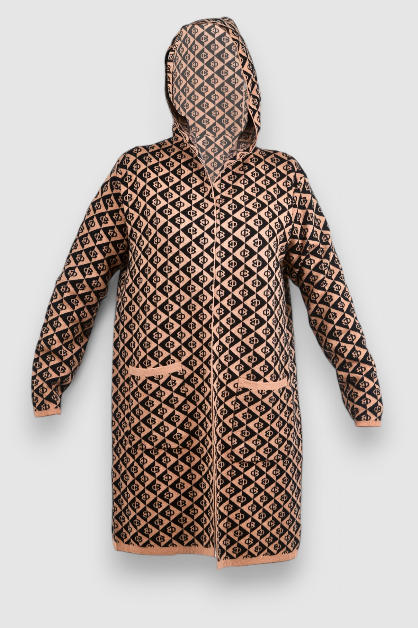 Ženski smeđi dugi kardigan Geode