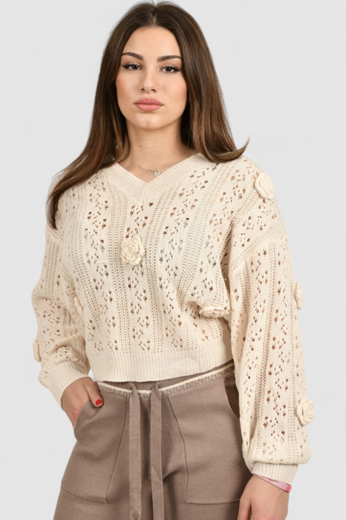 Ženski bijeli lagani džemper Iris