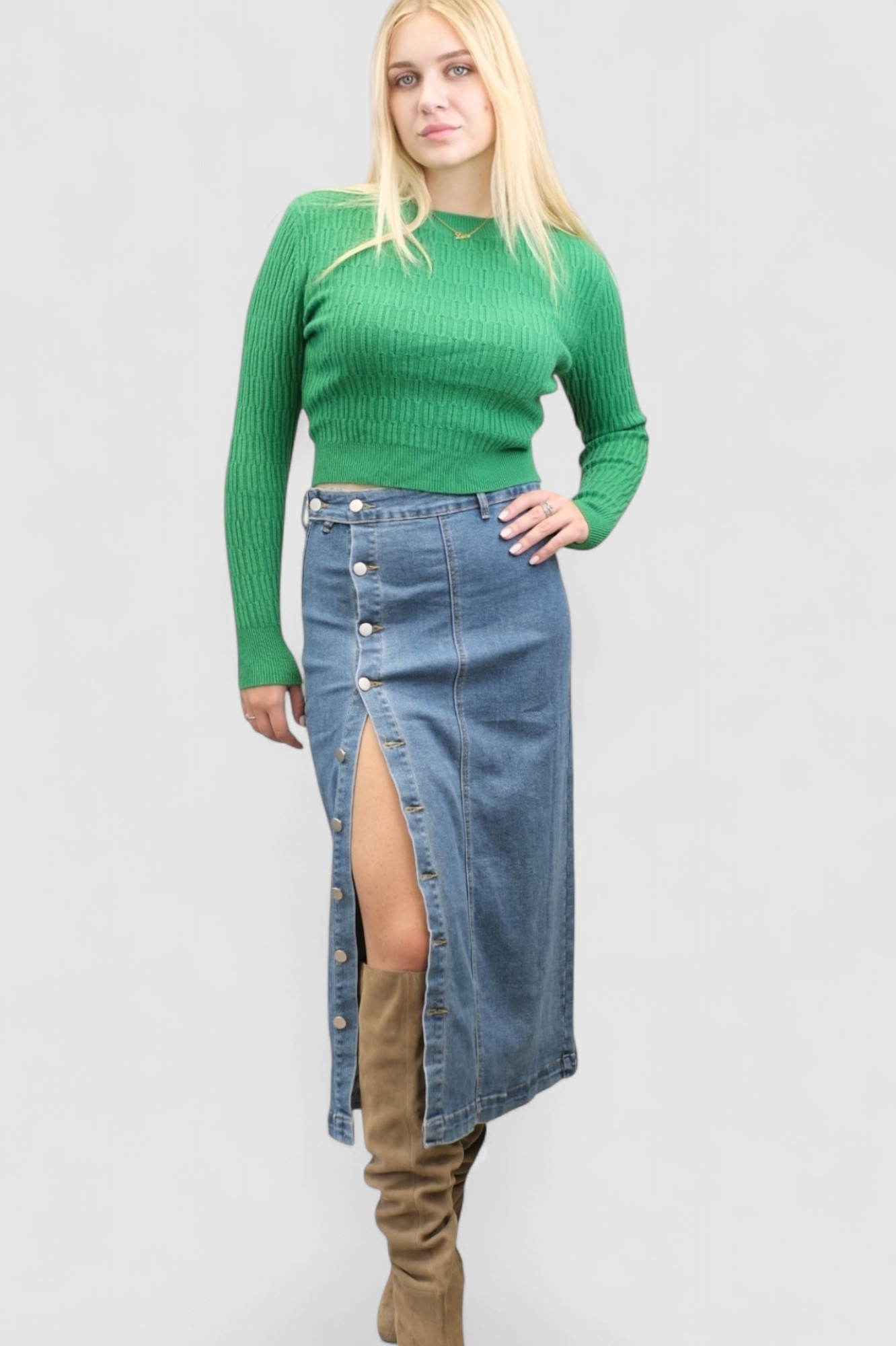 Ženski zeleni lagani džemper sa uzorkom Stella