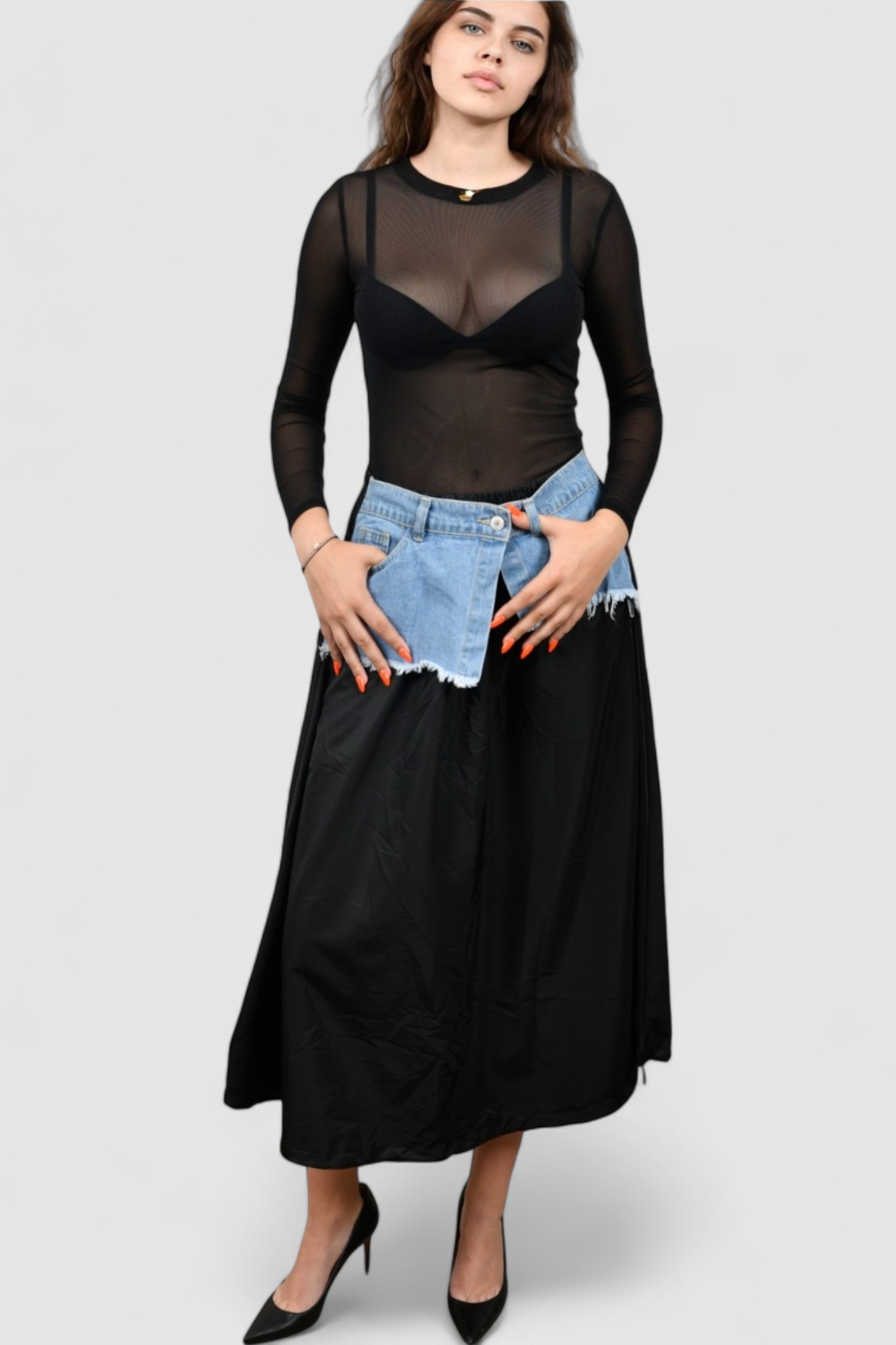 Ženski crni elegantni bodi Briar