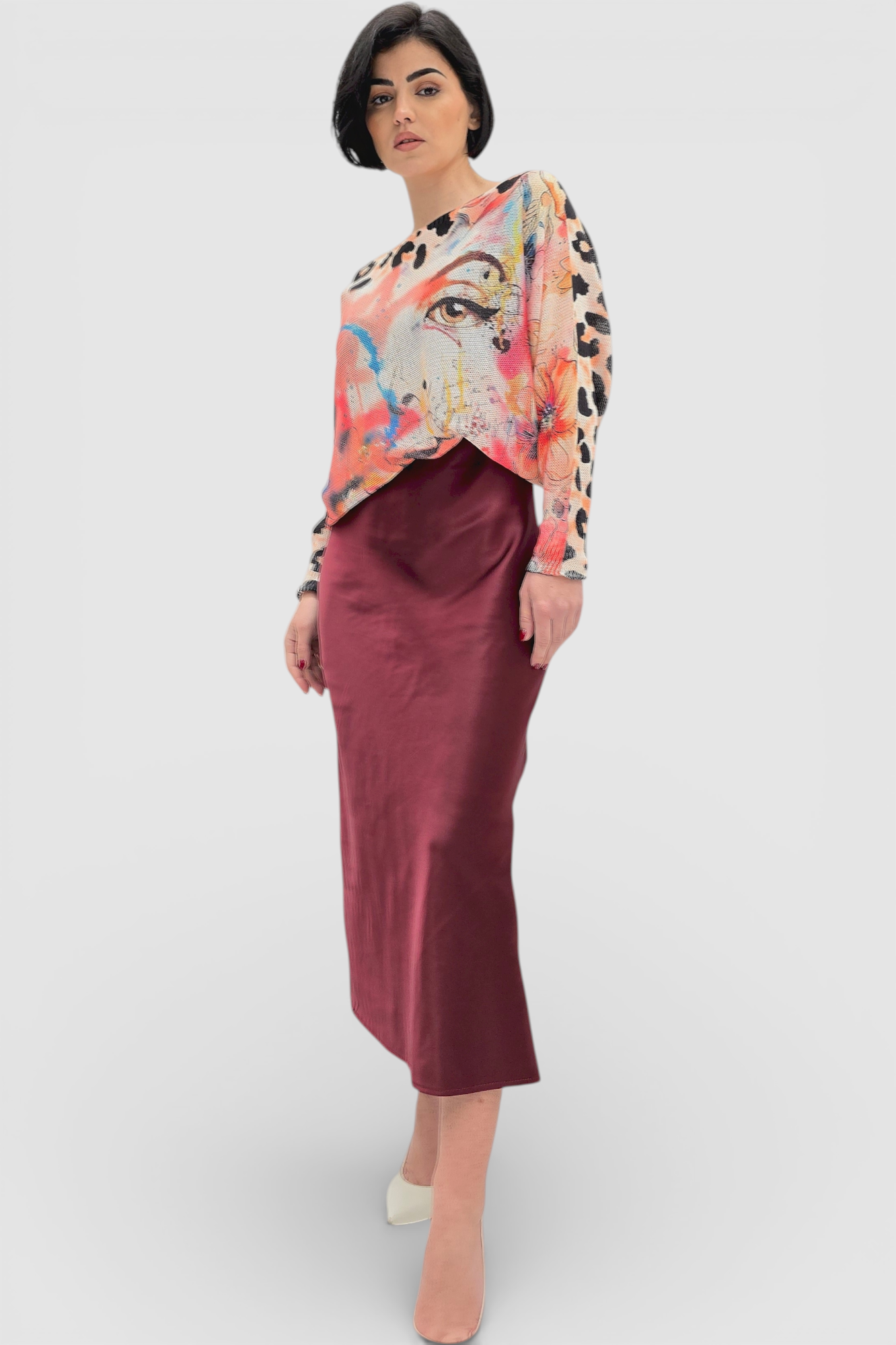 Ženska končana majica dugih rukava Faye sa printom oka