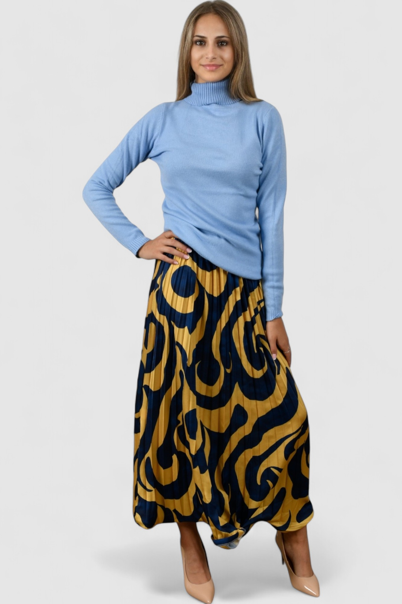 Ženska plava plisirana suknja Eli