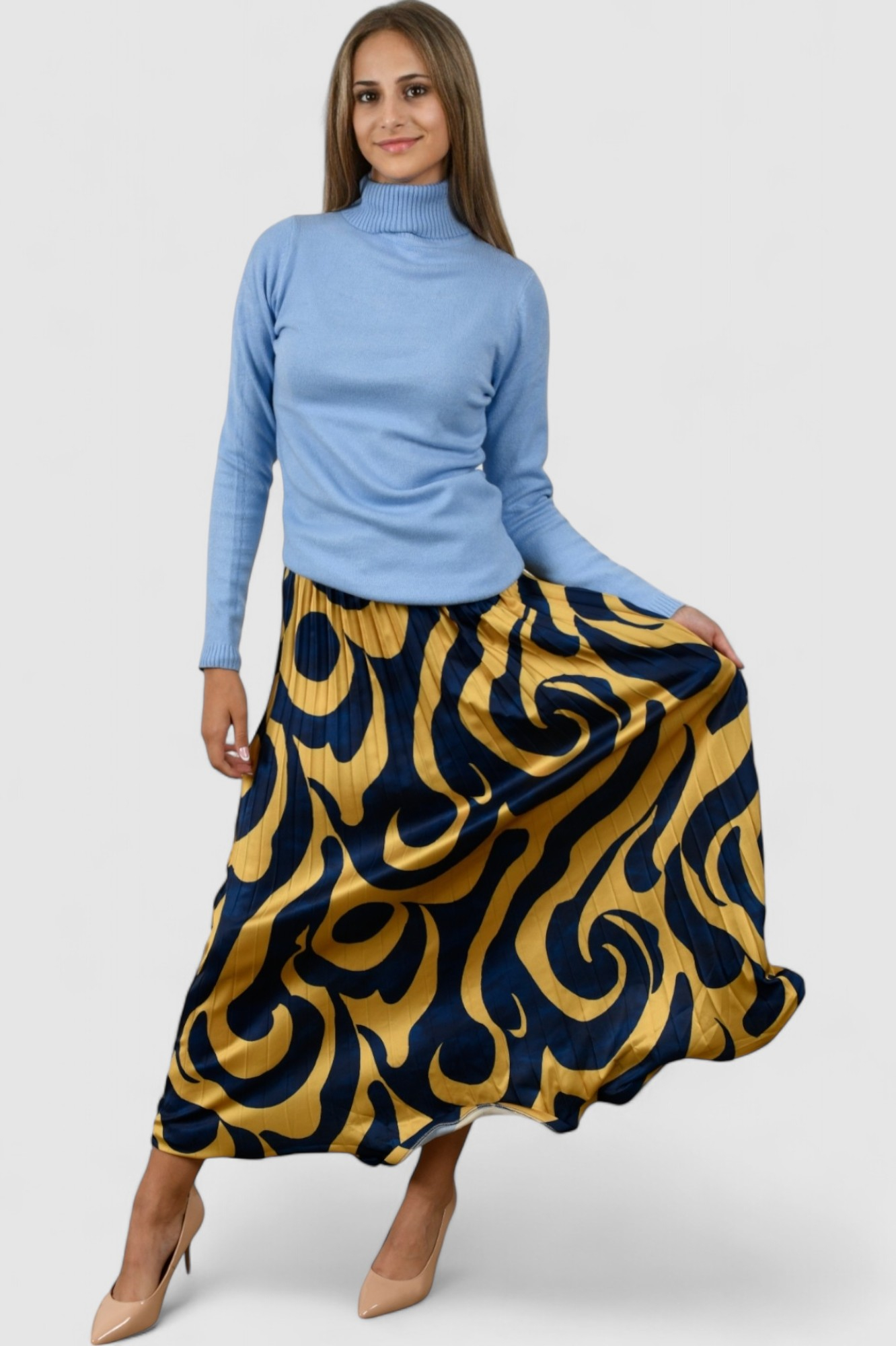 Ženska plava plisirana suknja Eli