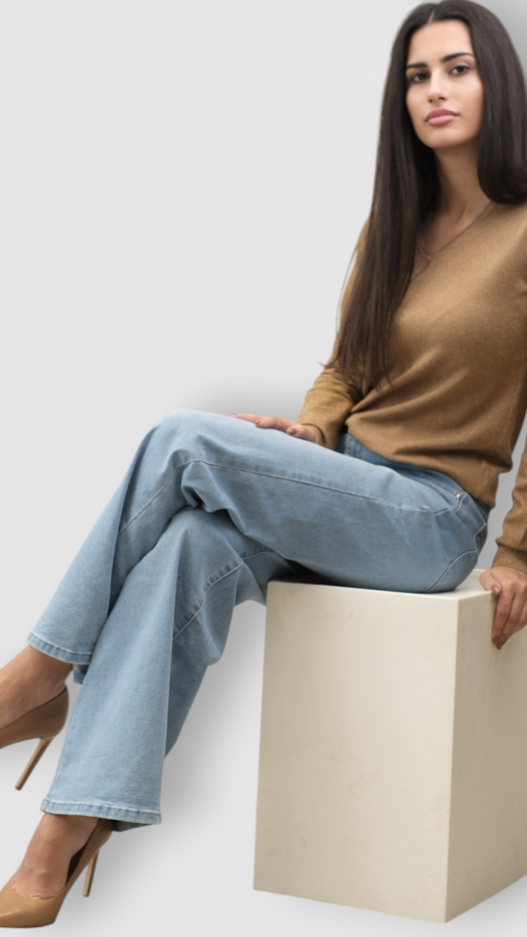 Ženski camel lagani džemper Amalia