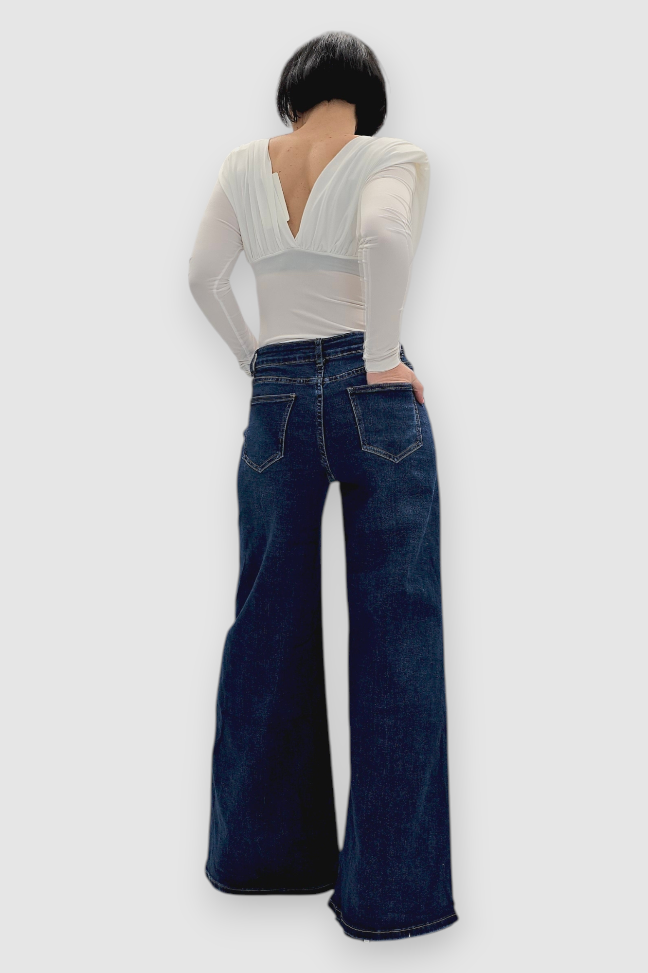 Tamno plave wide leg traperice Madge