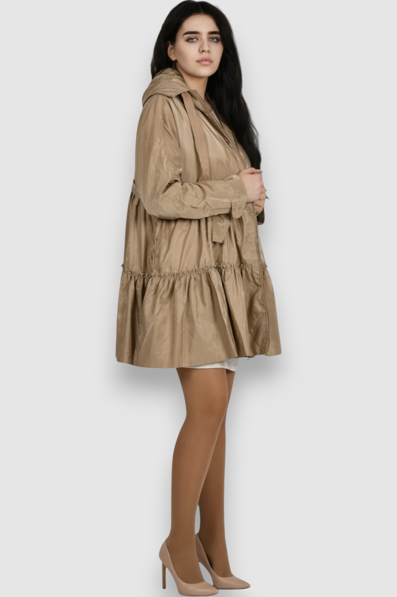 Ženska bež duga jakna Noa