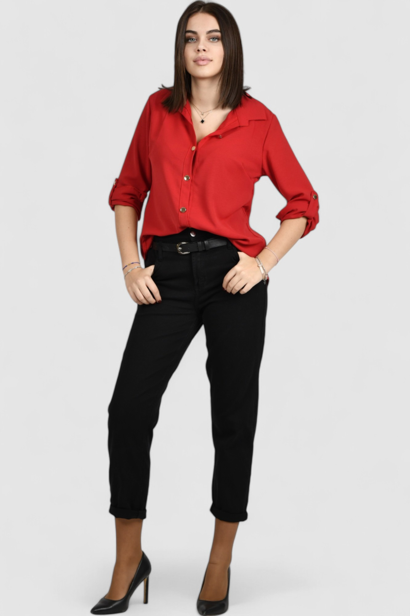 Ženska crvena elegantna košulja Blakely