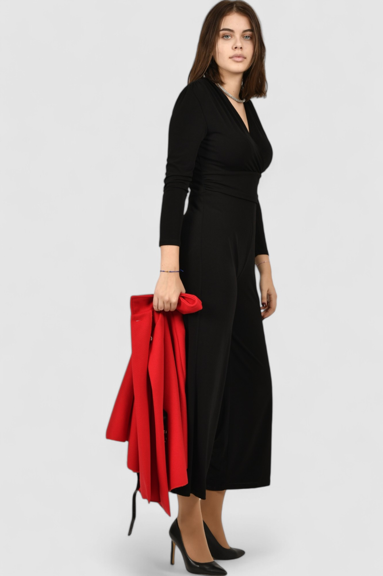 Ženski crveni poncho Francesca