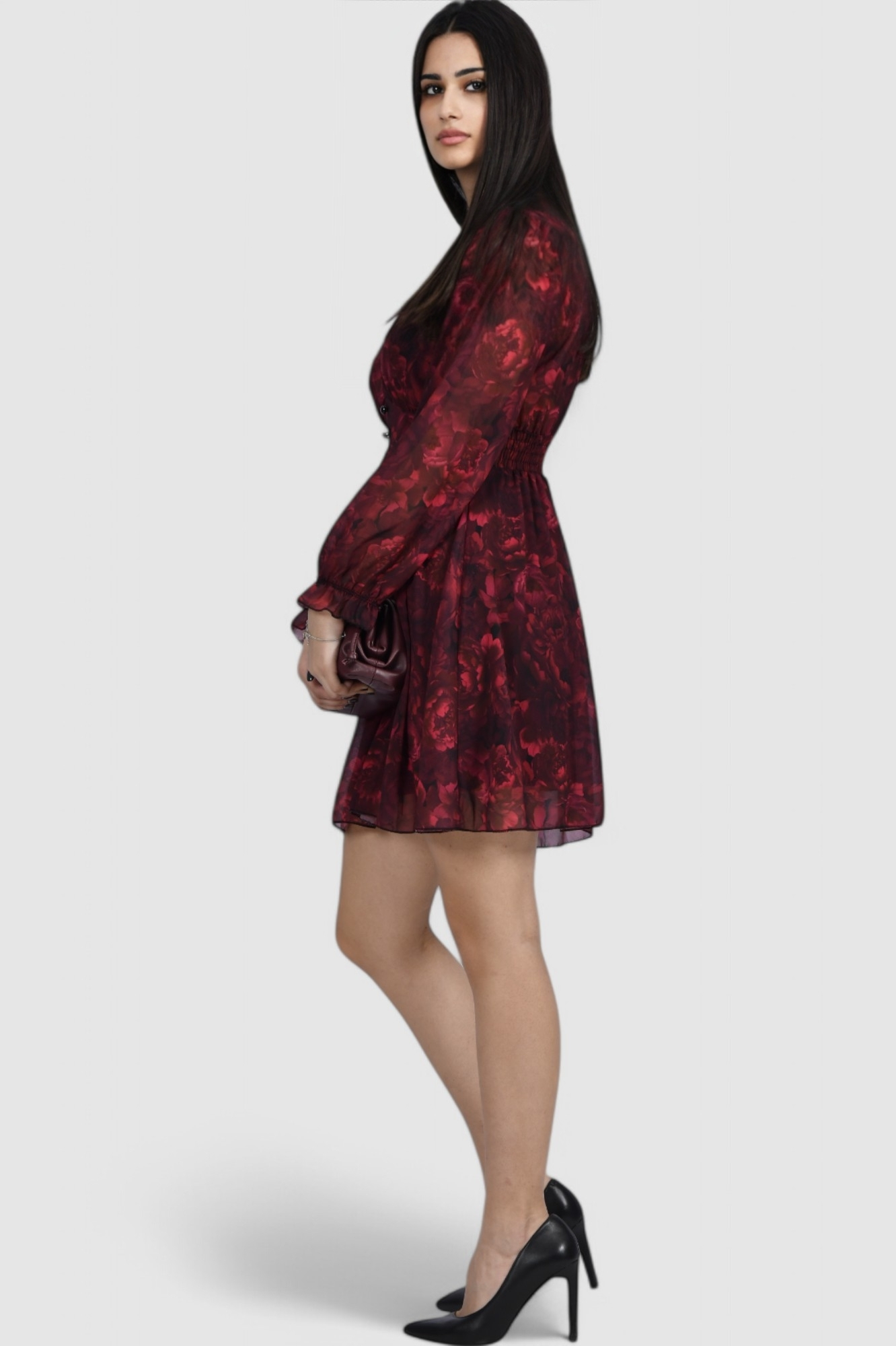 Ženska crvena elegantna kratka haljina Izara