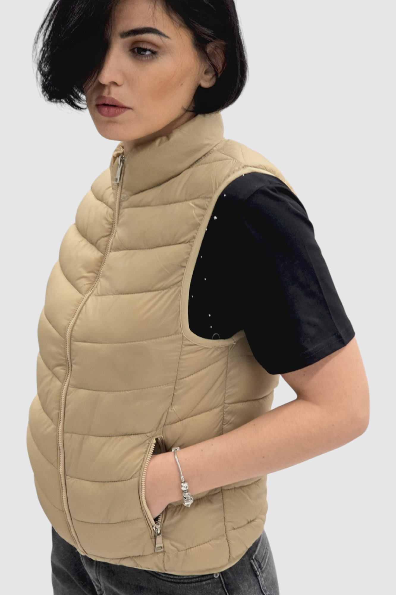 Ženski bež kratki prsluk Felicity