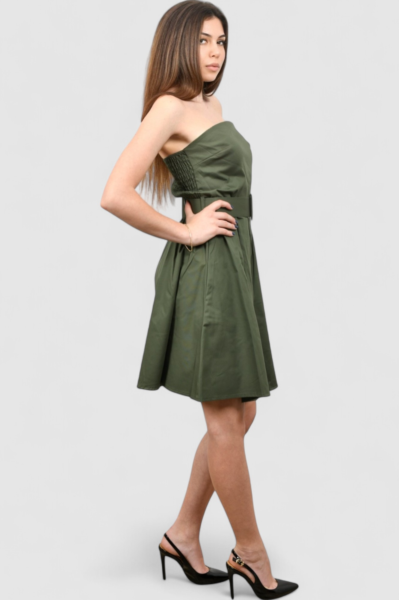 Ženska zelena koktel haljina Daniela Military