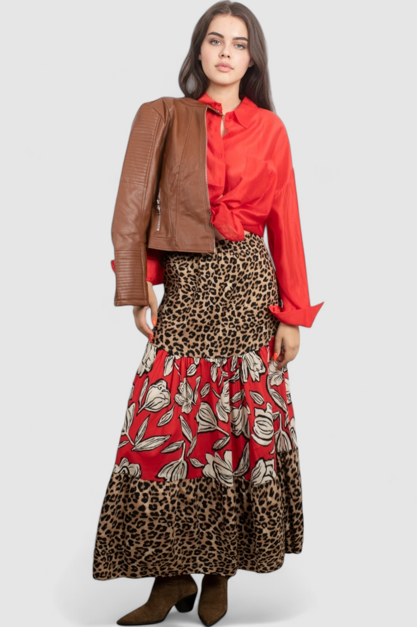 Ženska maxi suknja leopard uzorak Beatricia