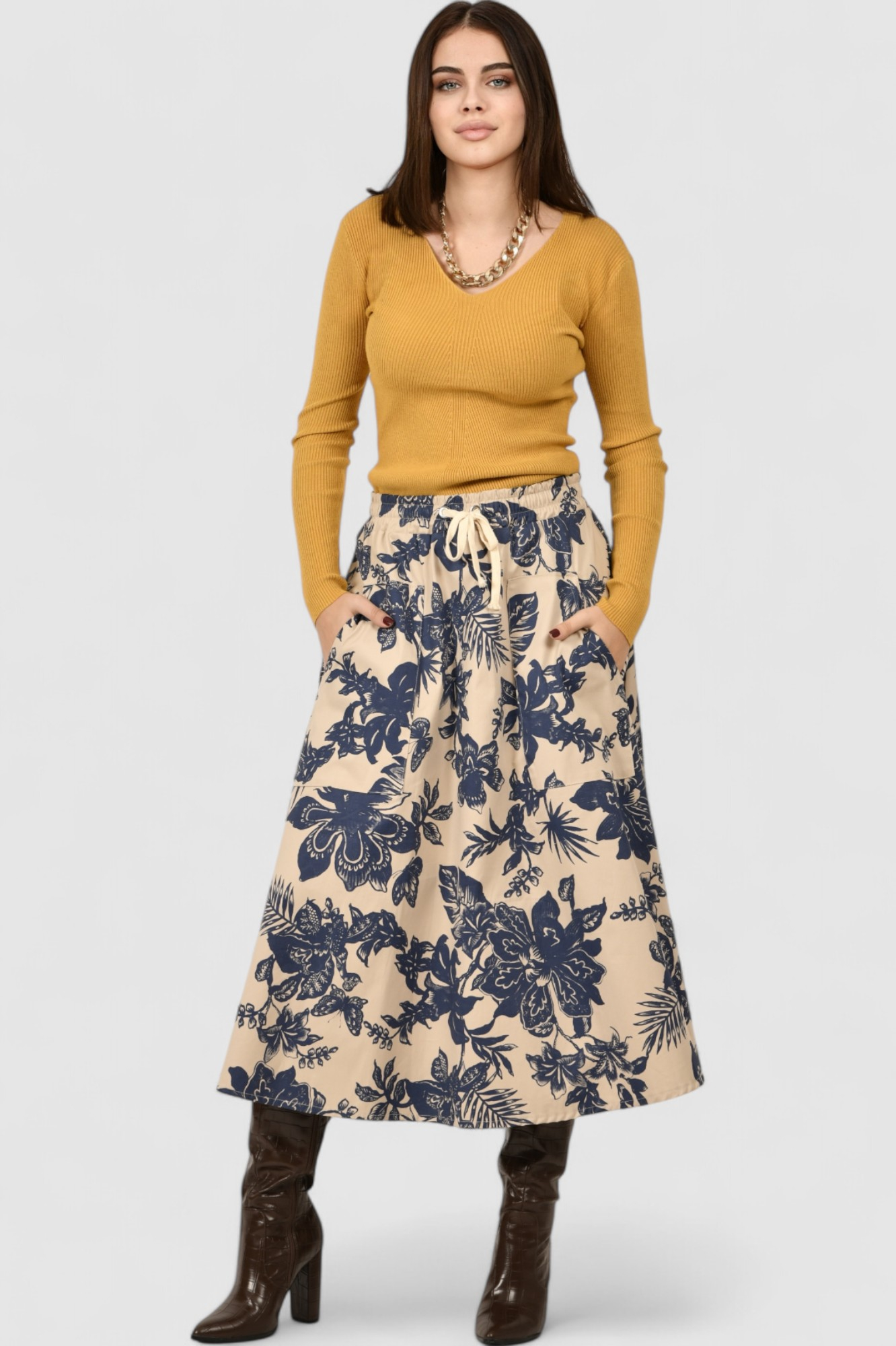 Ženska plava midi suknja Daniela