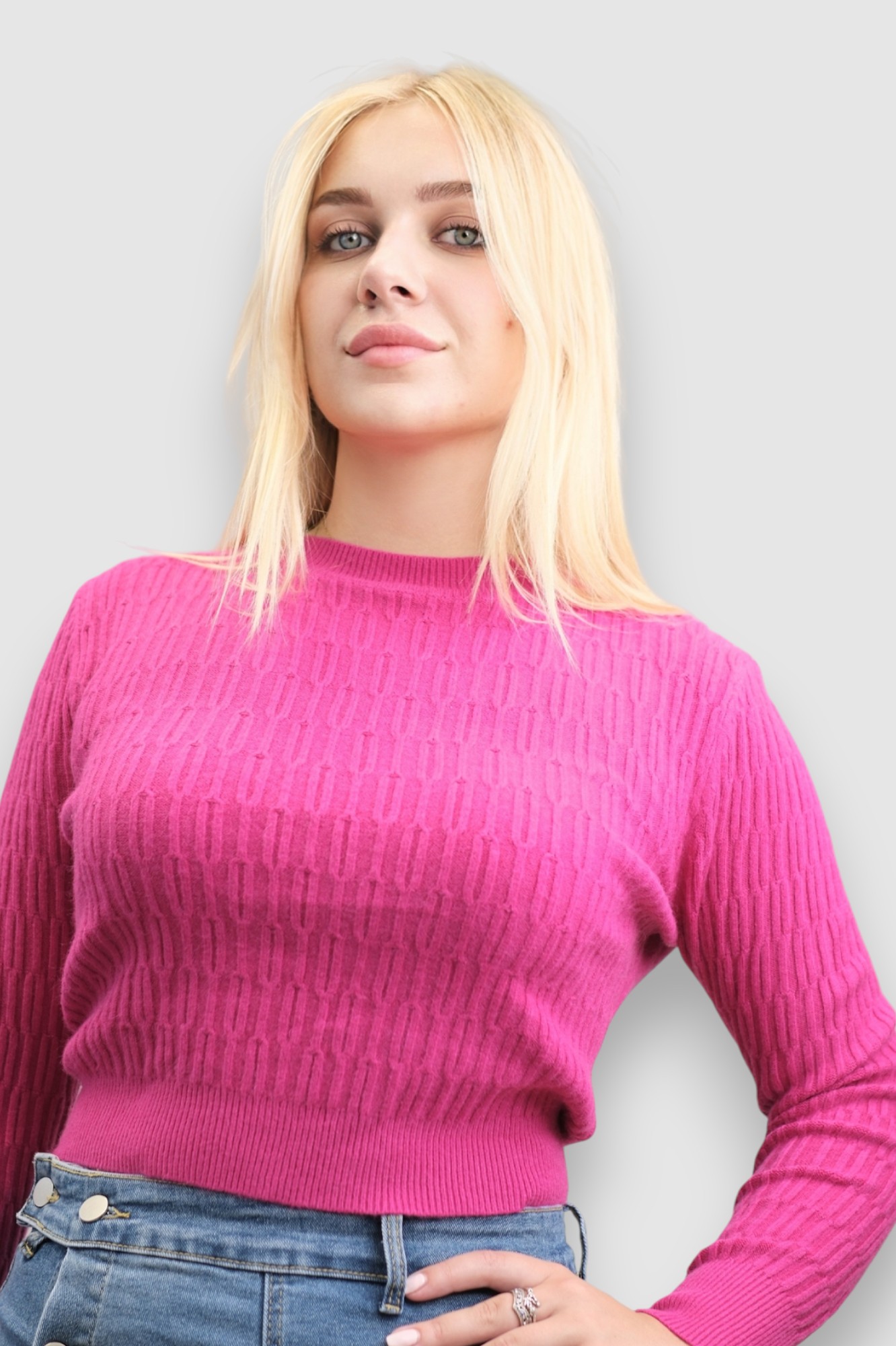 Ženski rozi lagani džemper Stella